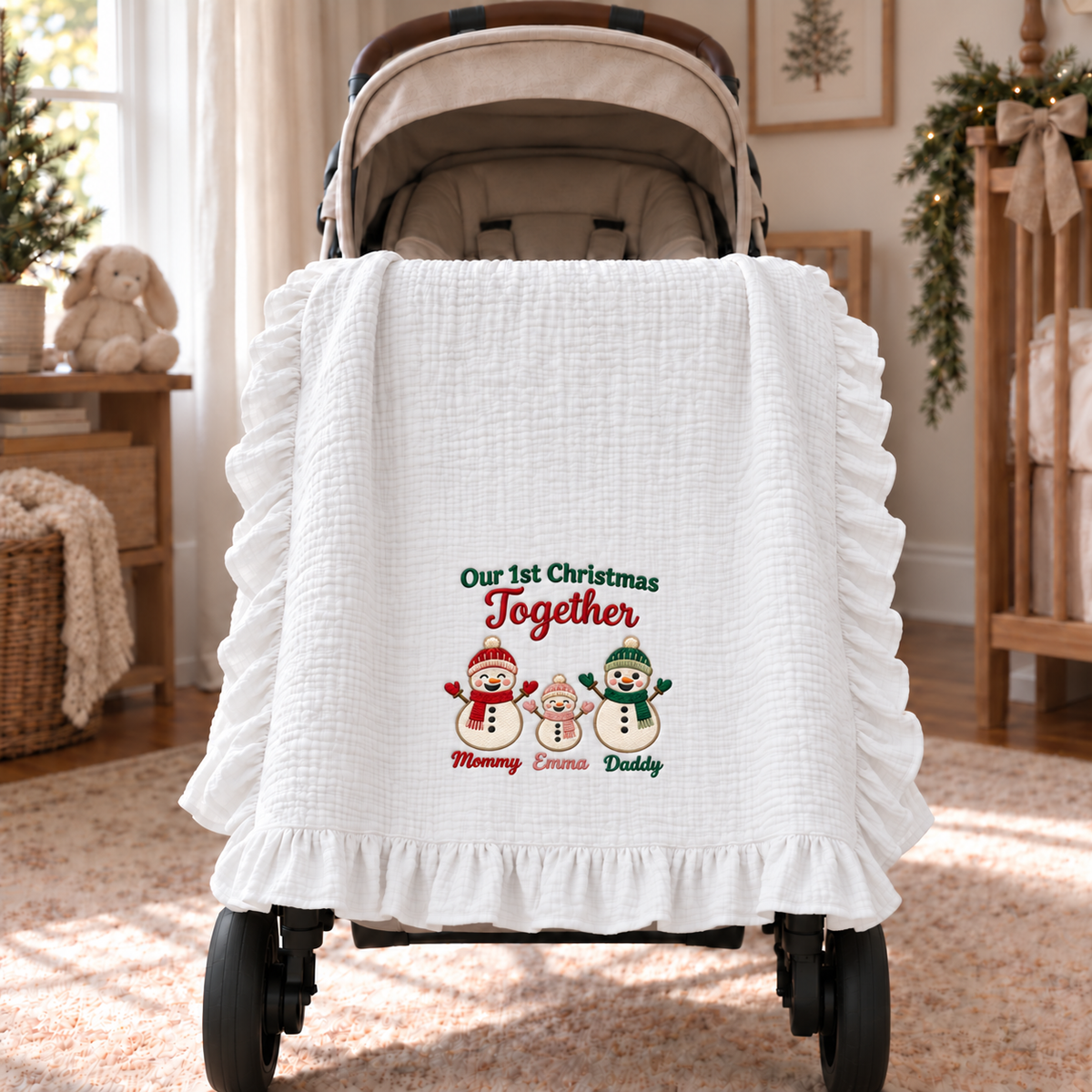 Our First Christmas Fits My Heart Blanket | Family Christmas | Baby Keepsake Gift Blanket