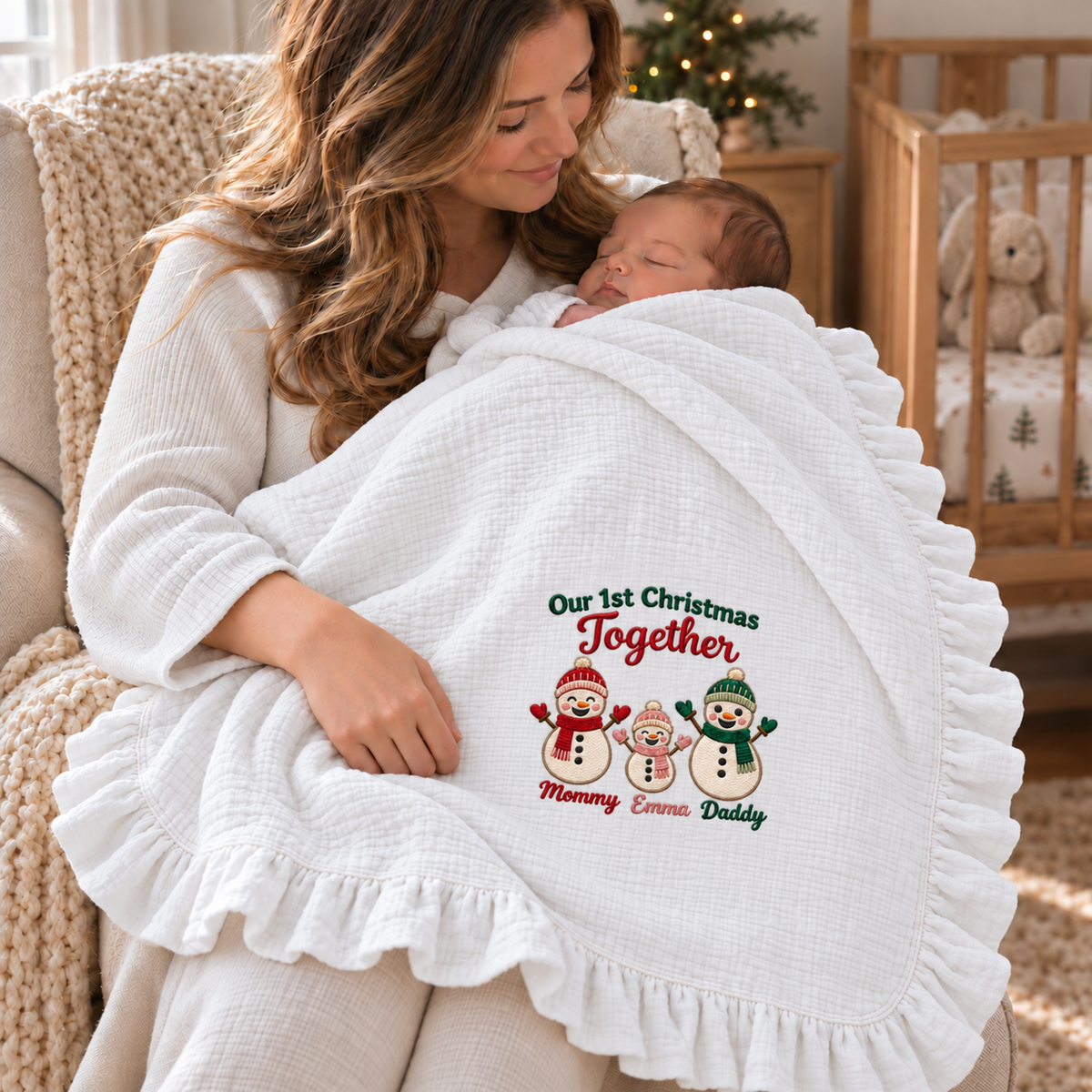 Our First Christmas Fits My Heart Blanket | Family Christmas | Baby Keepsake Gift Blanket