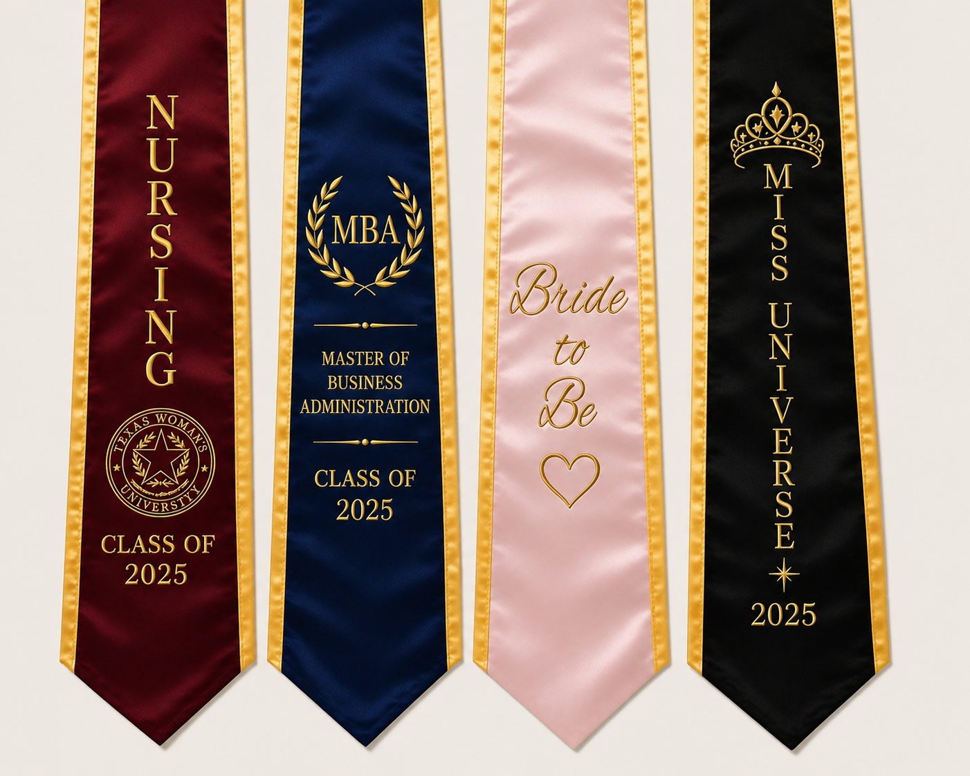 Custom Embroidered Text Logo Graduation Stole, Your Design Stoles Gradute Sash Class of 2026 #N1