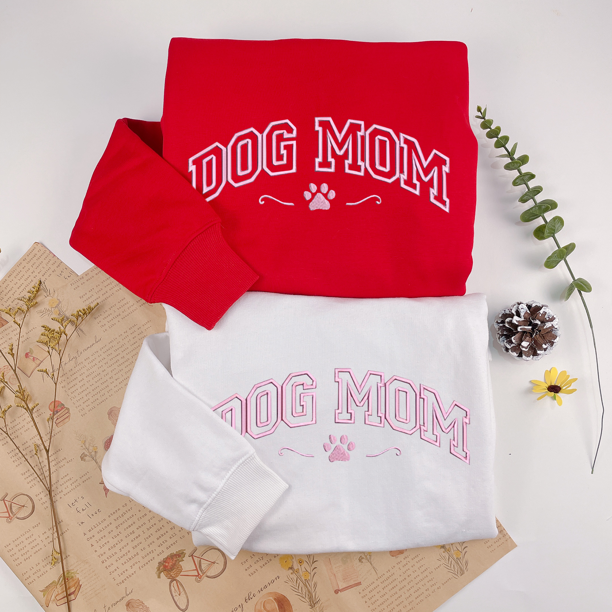 Dog Mom Embroidered Sweatshirt, Perfect Gift For Mom, Mothers Day Shirt