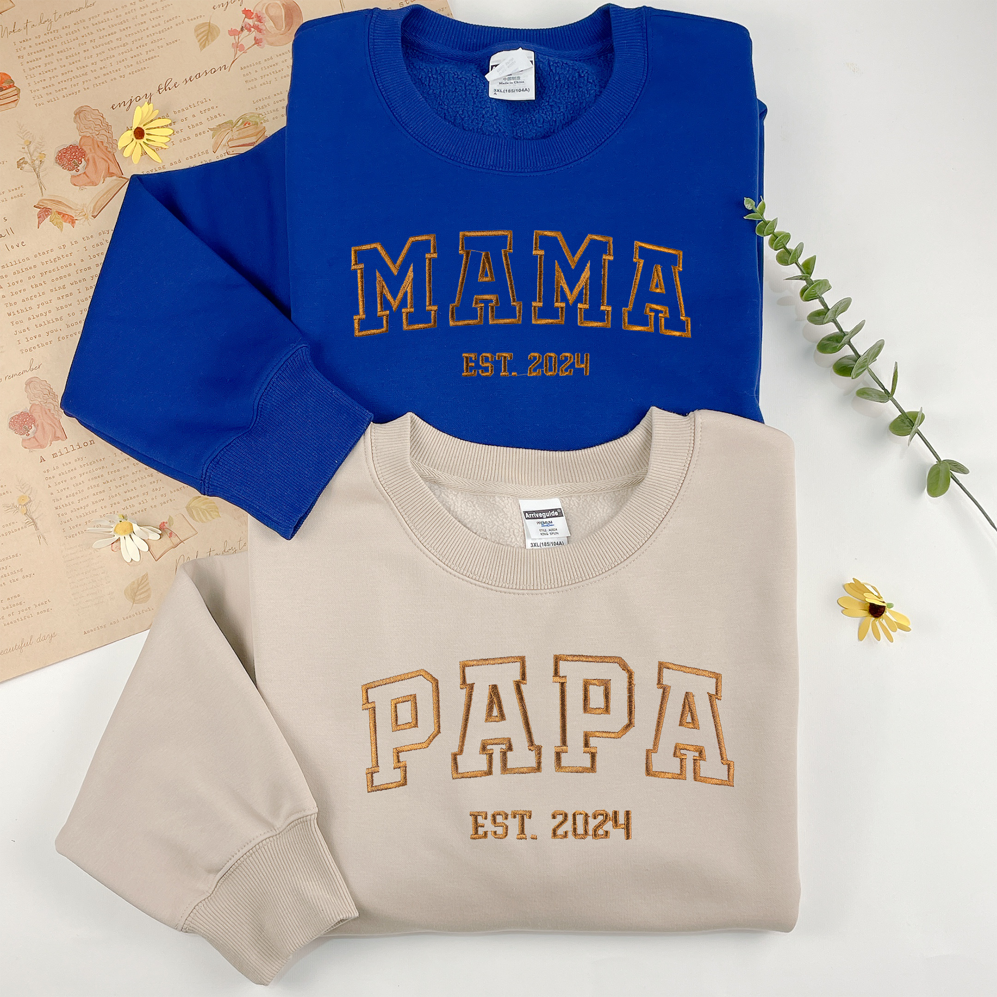 Custom Embroidered Sweatshirt From Your Text, Unisex Crewneck Cotton, Personalized Sweatshirt