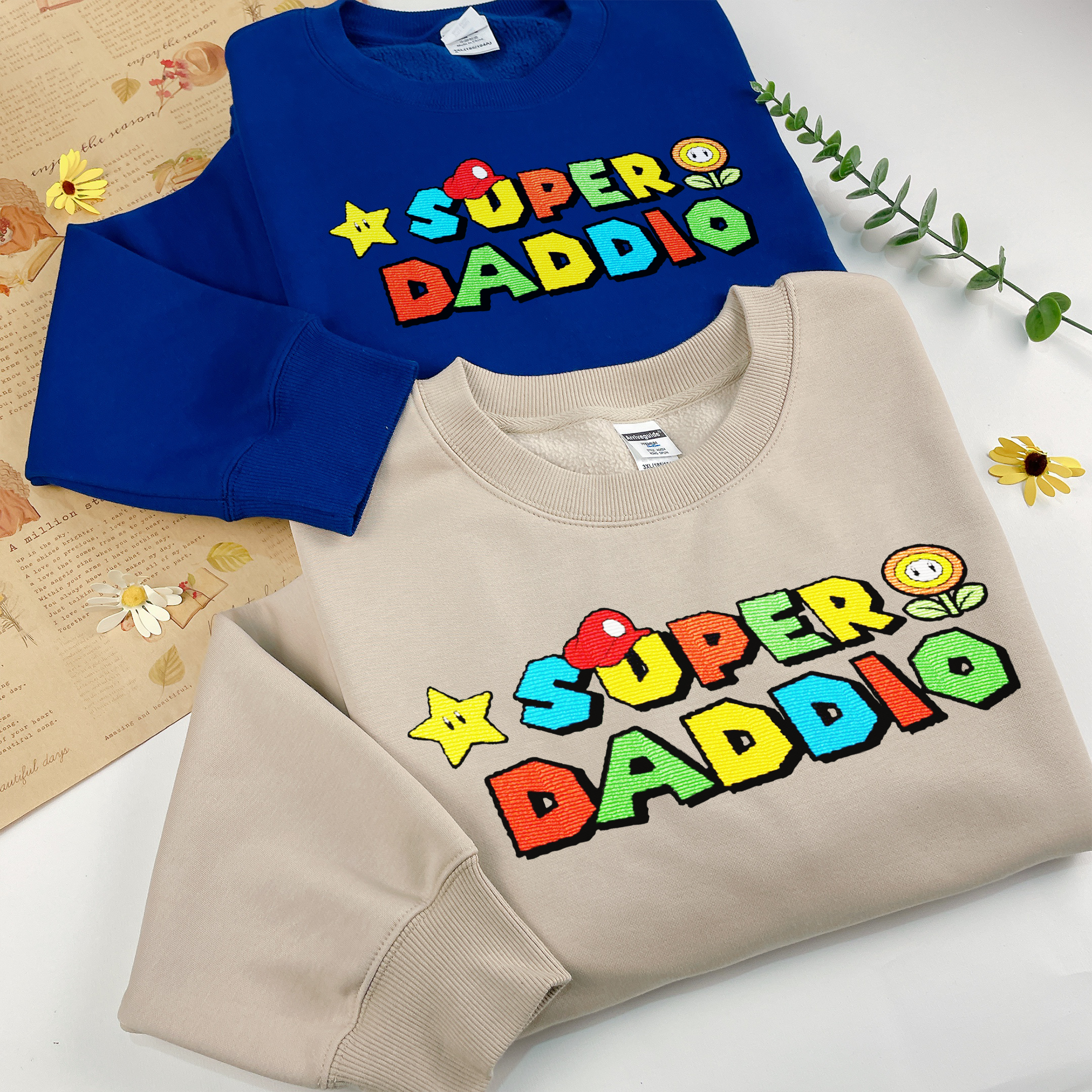Super Daddio Embroidered Sweatshirt, Father's Day Sweatshirt, New Dad Present