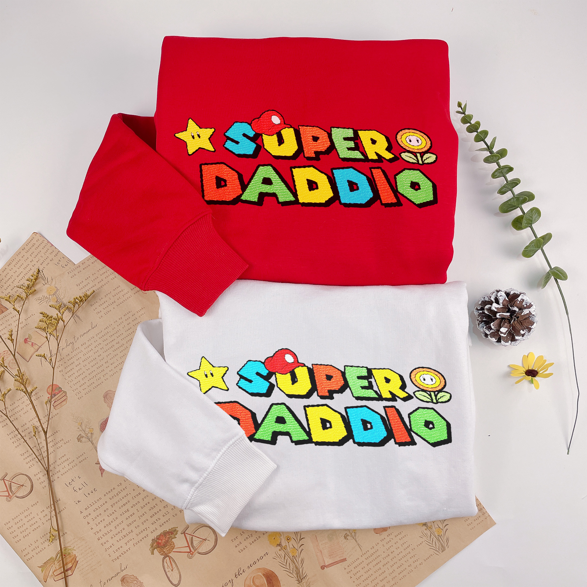 Super Daddio Embroidered Sweatshirt, Father's Day Sweatshirt, New Dad Present