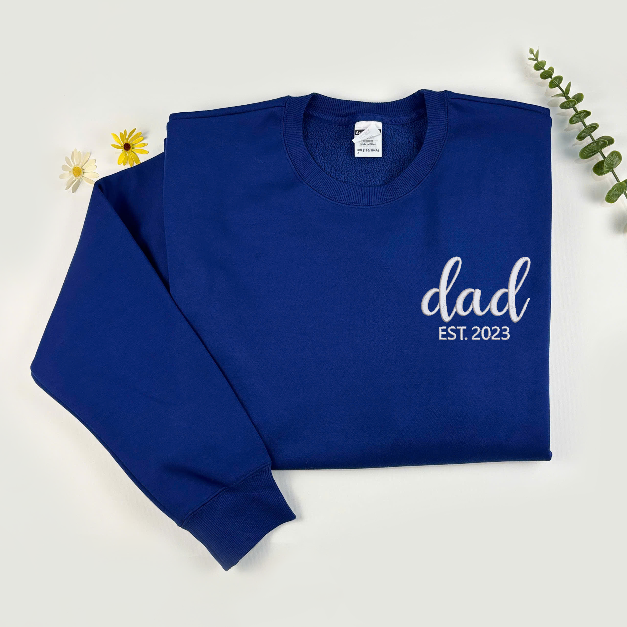 Custom Dad Est Embroidered Sweatshirt, Father's Day Sweatshirt, Personalized Gift For Dad