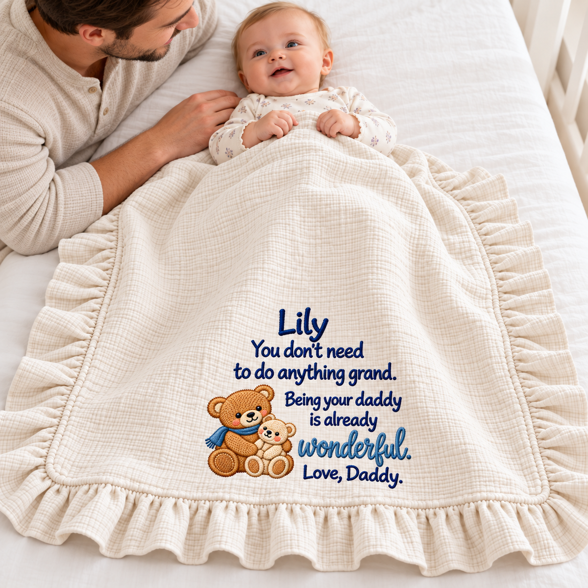 Happy First Christmas Fits My Heart Blanket | Mommy & Baby Keepsake Gift Blanket