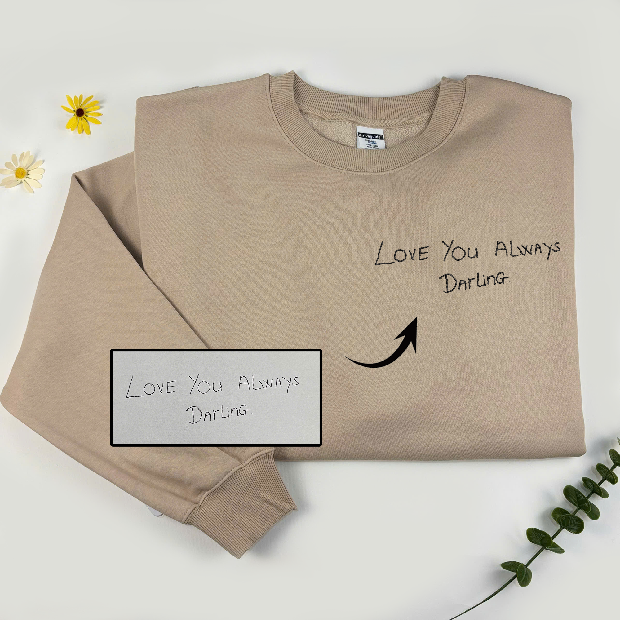 Custom Kid's Handwriting Sweatshirt for Parents, Personalized Embroidered Sweatshirt From Your Kids
