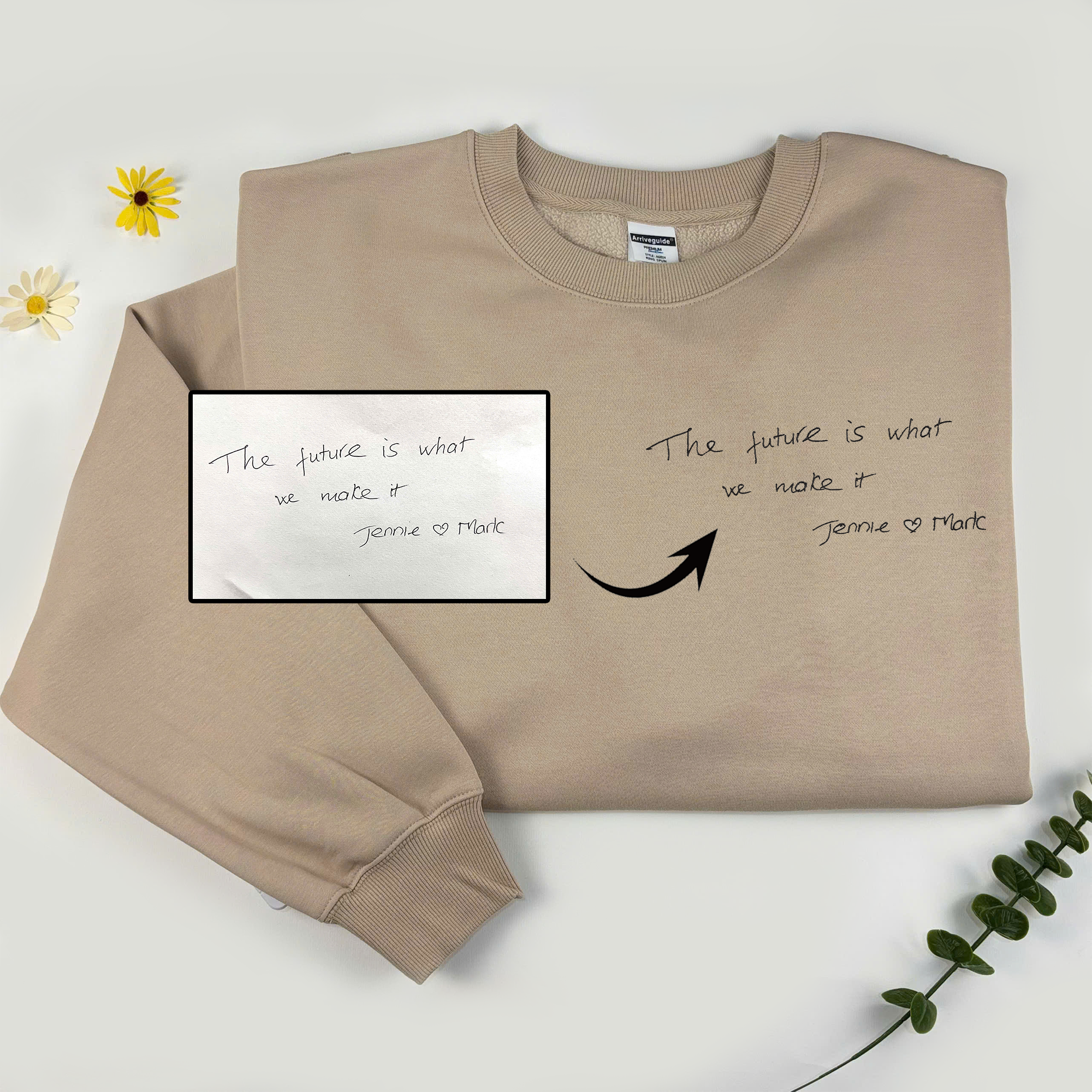 Custom Kid's Handwriting Sweatshirt for Parents, Personalized Embroidered Sweatshirt From Your Kids