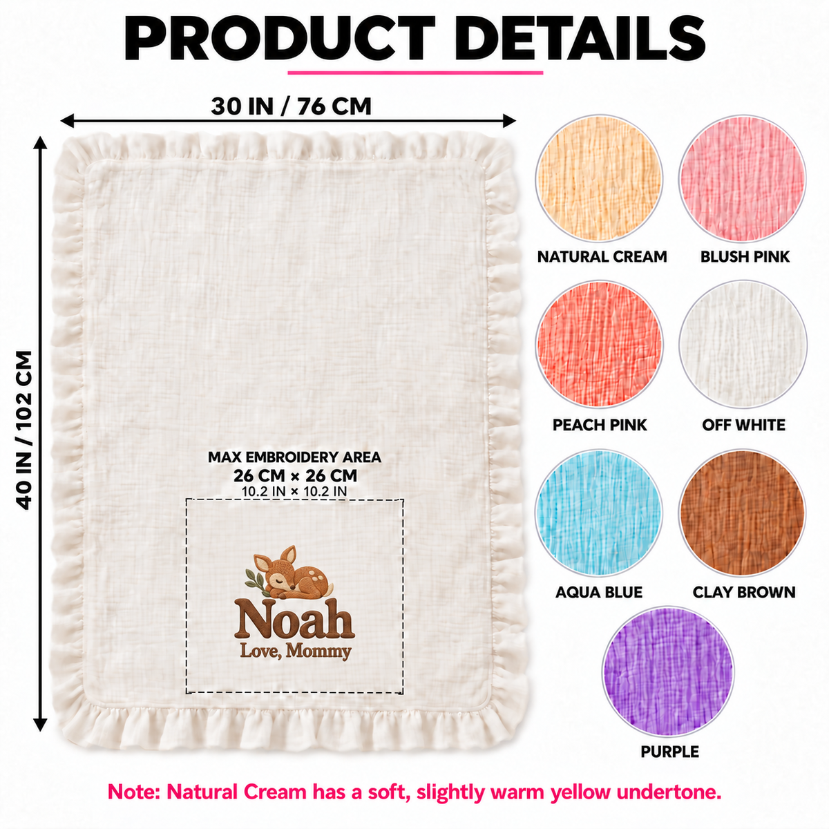 Custom Name Muslin Blanket | Personalized Keepsake Gift from Mommy