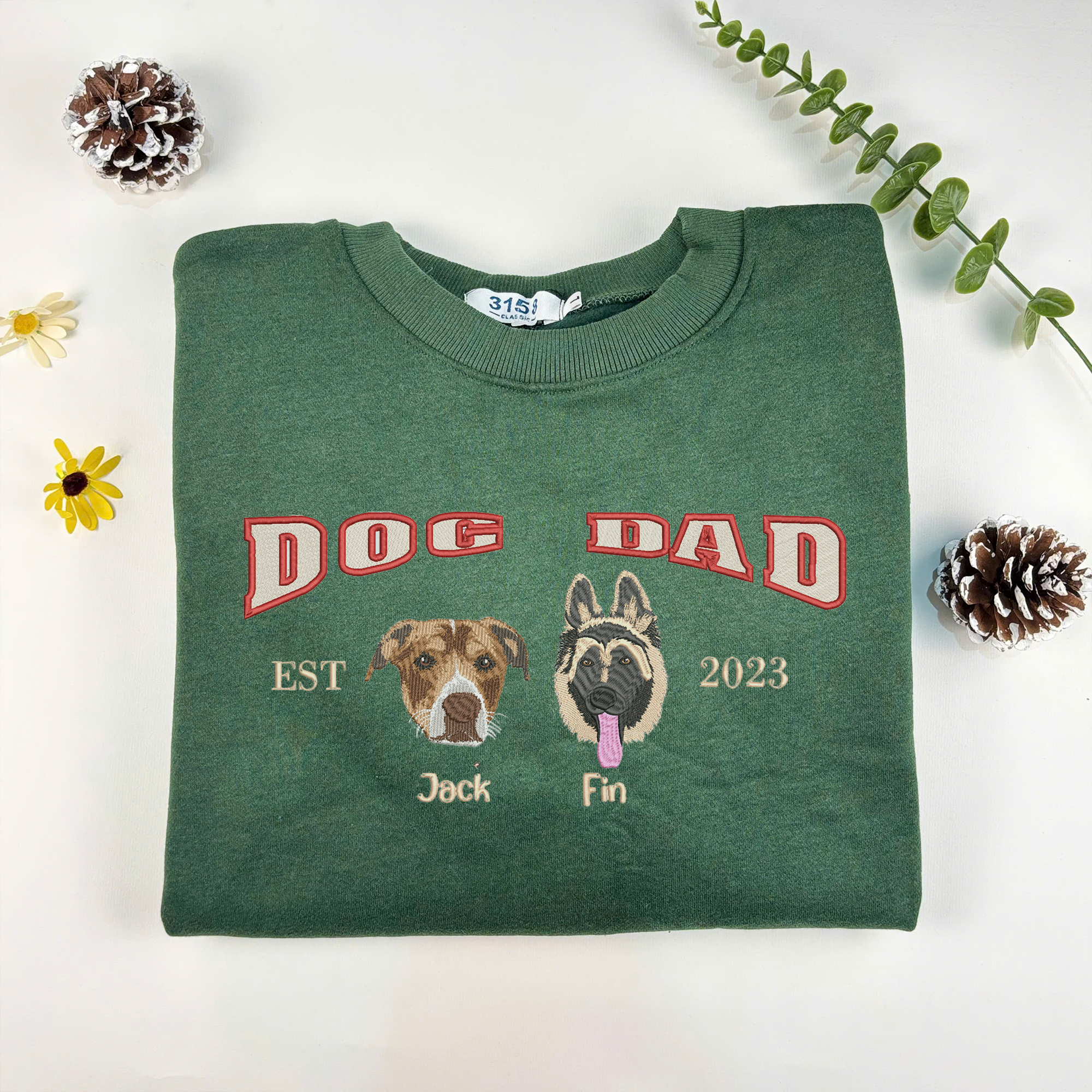 Customized Pet Embroidered Sweatshirt, Dog Dad Sweatshirt, Fathers Day Gift