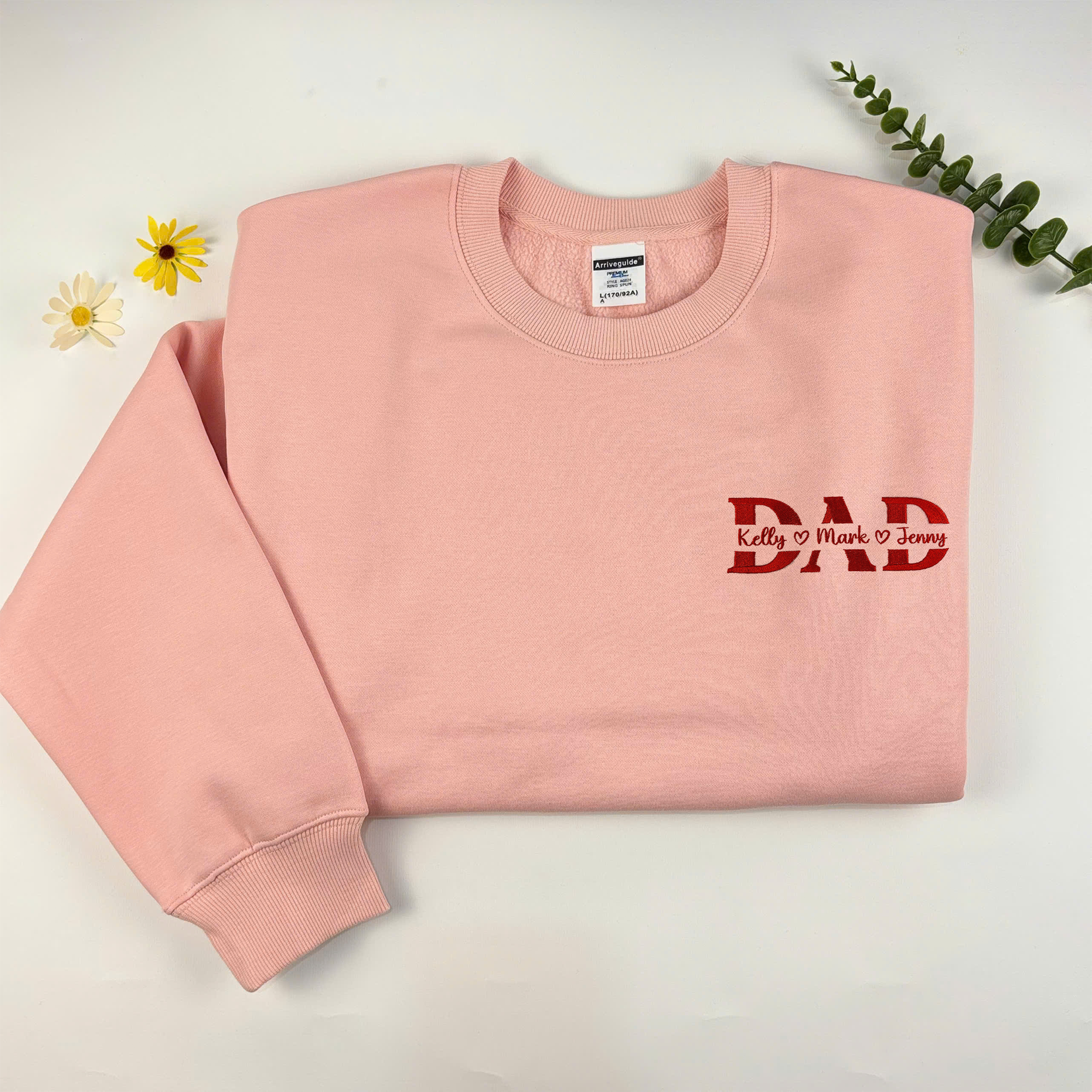 Custom Dad Embroidered Sweatshirt With Kids Name, Personalized Dad Sweatshirt
