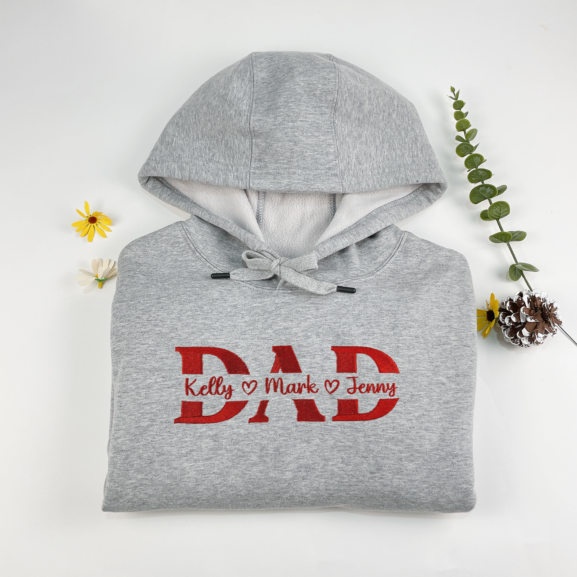 Custom Dad Embroidered Sweatshirt With Kids Name, Personalized Dad Sweatshirt