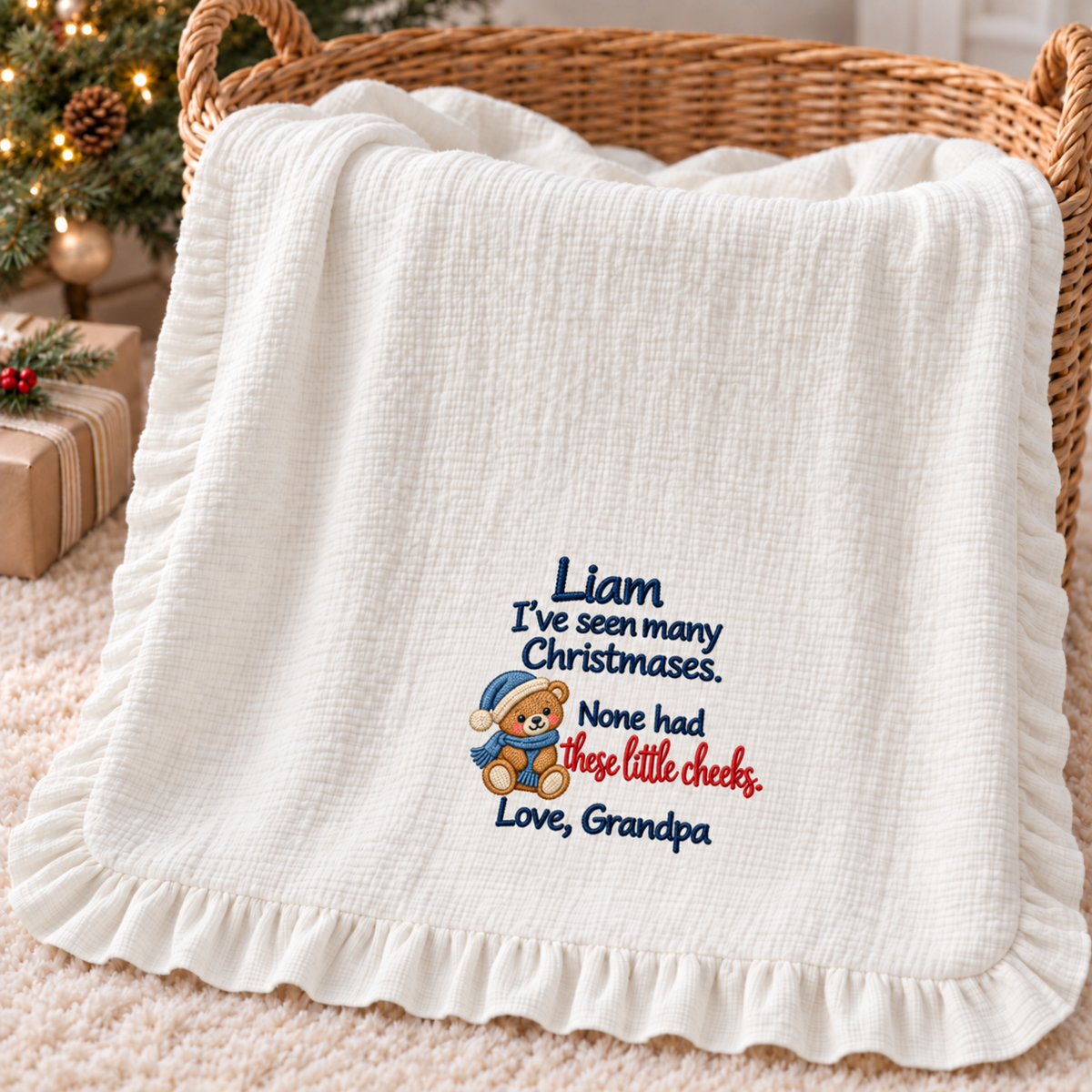You're Doing Great Mommy Muslin Blanket | New Mom Embroidered Keepsake Christmas Gift