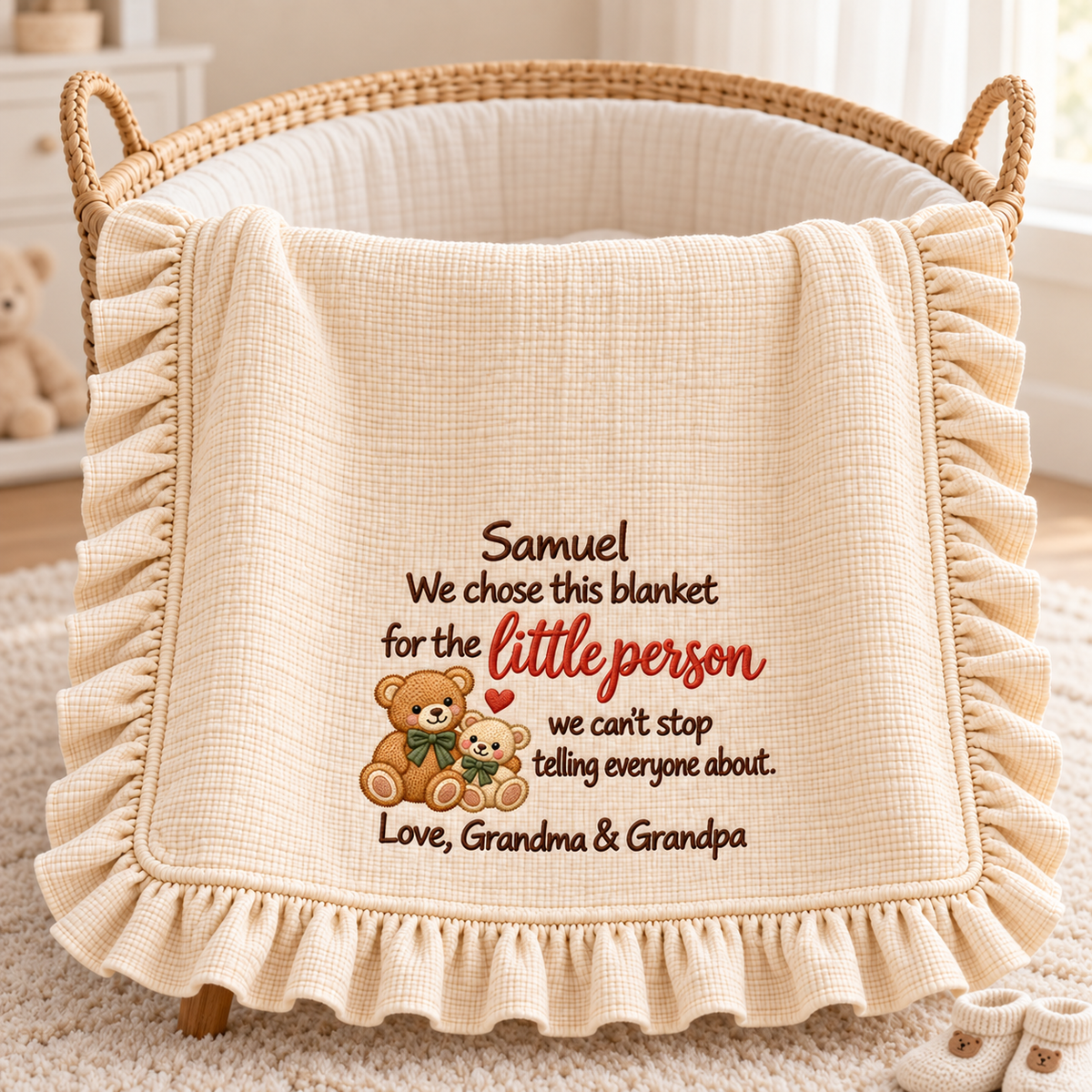 This Christmas Fits Against My Heart Blanket | Mommy & Baby Embroidered Keepsake Gift