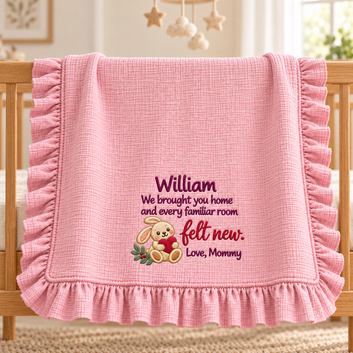Hand in Hand This Christmas Muslin Blanket | Mommy & Baby Personalized Keepsake Gift Blanket