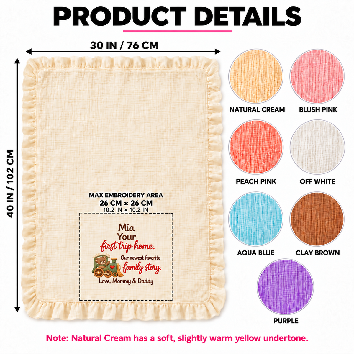 Doing Great Job Mommy Keepsake Muslin Blanket | Embroidered 1st Christmas Gift Blanket