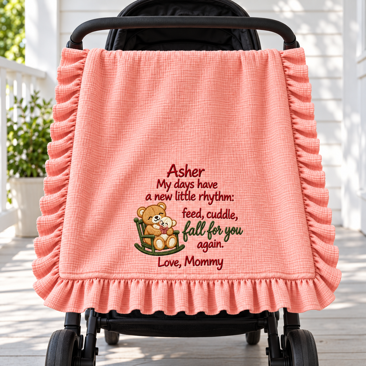 Doing Great Job Mommy This Christmas Blanket | Embroidered Keepsake Gift for Newborn