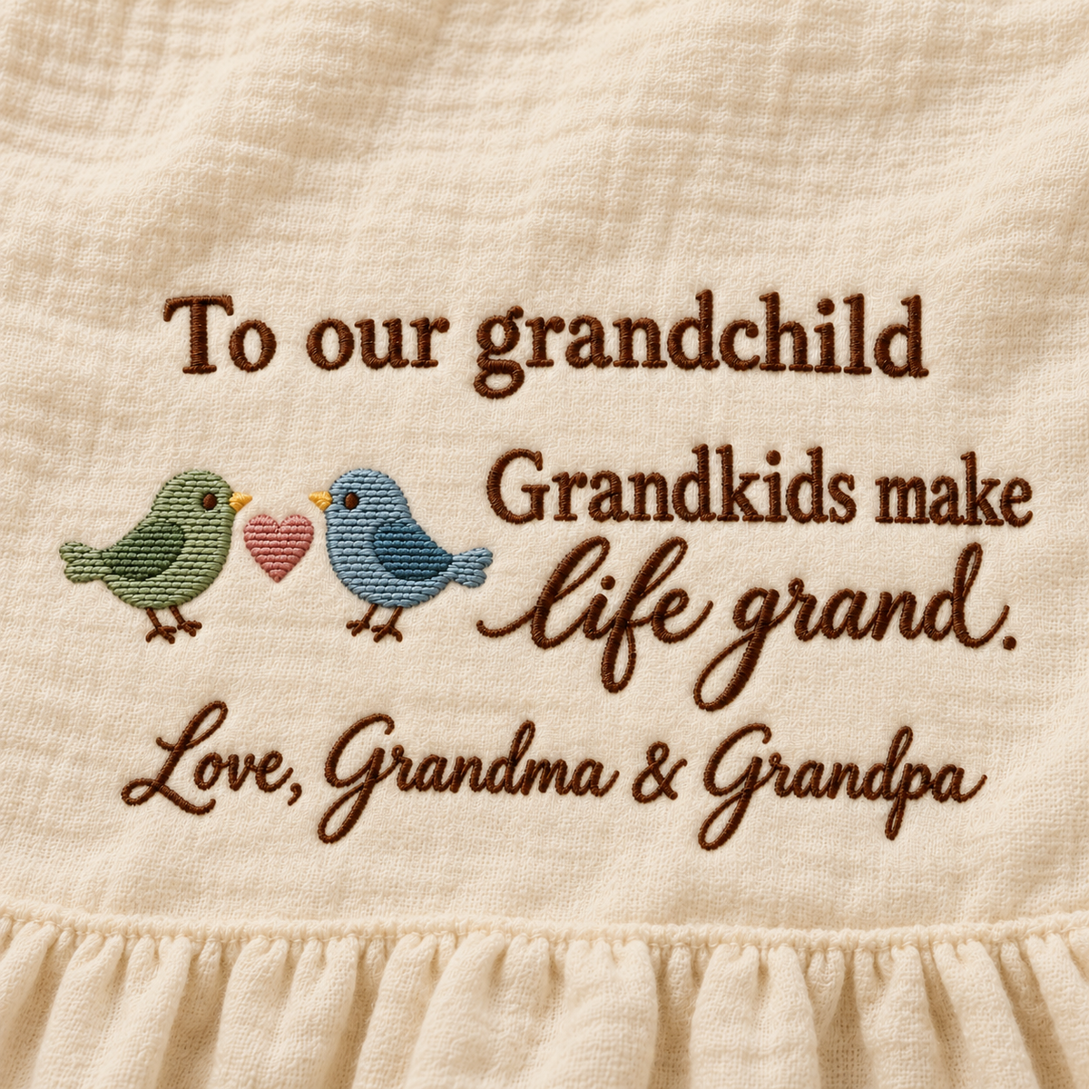 Grandkids Make Life Grand Muslin Blanket | Personalized Grandchild Keepsake Gift