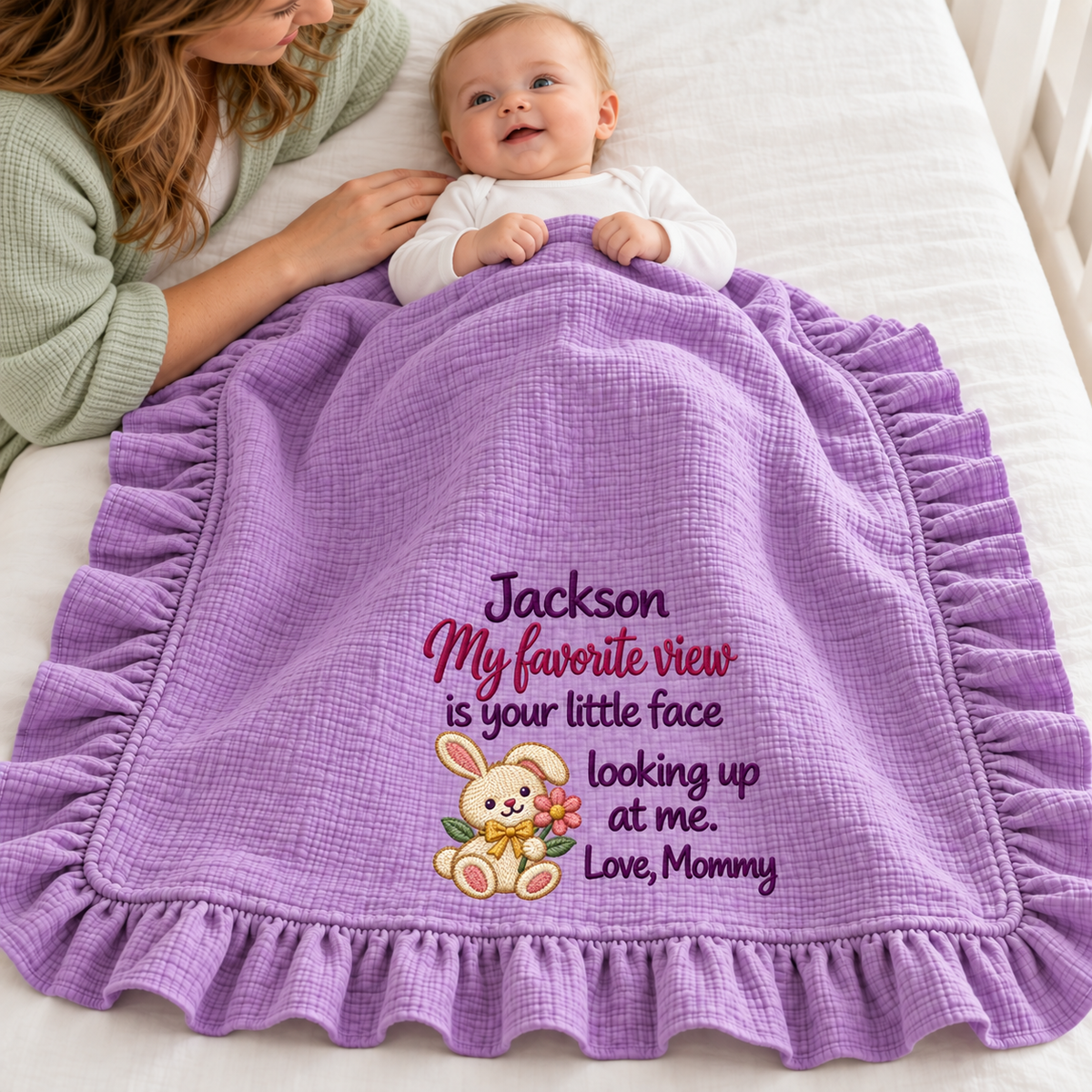 Happy Our Christmas Morning Blanket | Mommy & Baby Personalized Keepsake Gift