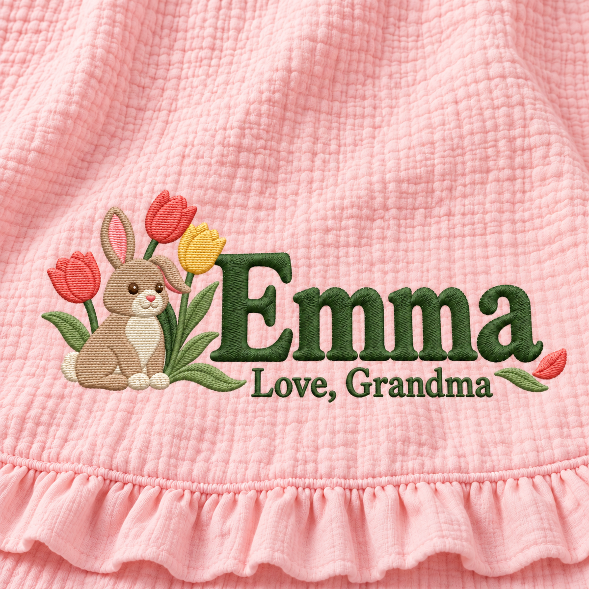 Personalized Name Muslin Blanket | Custom Keepsake Gift from Grandma
