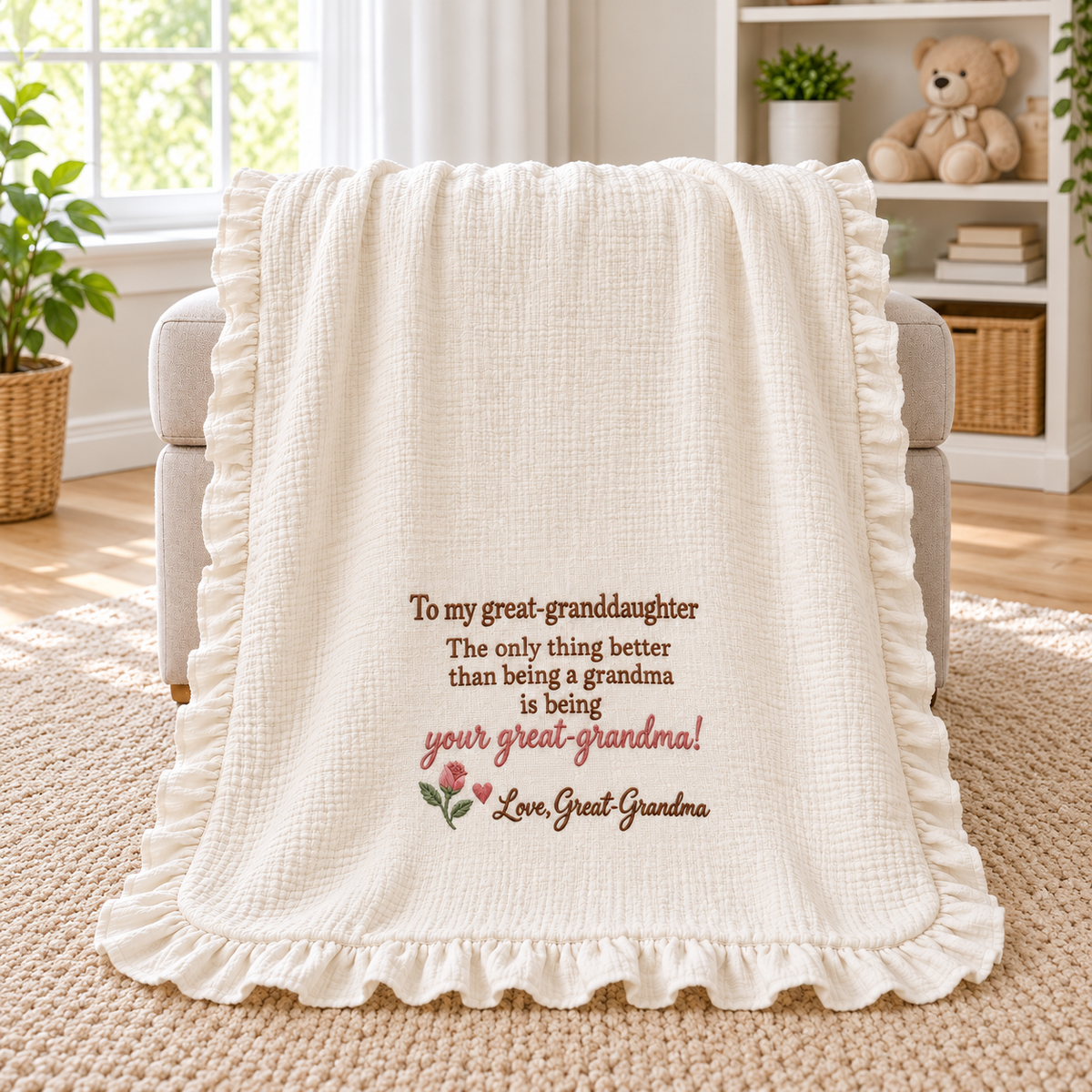 Great-Grandma's Love Muslin Blanket | Personalized Great-Granddaughter Keepsake Gift