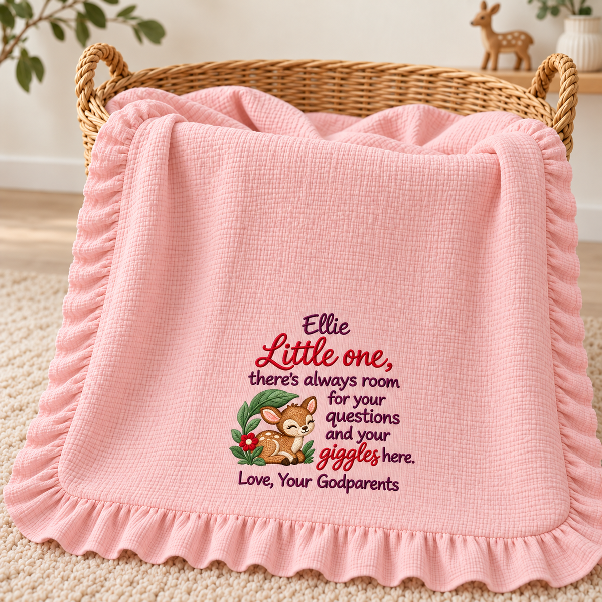 Hand in Hand This Christmas Love Blanket | Embroidered Mommy & Newborn Keepsake Gift