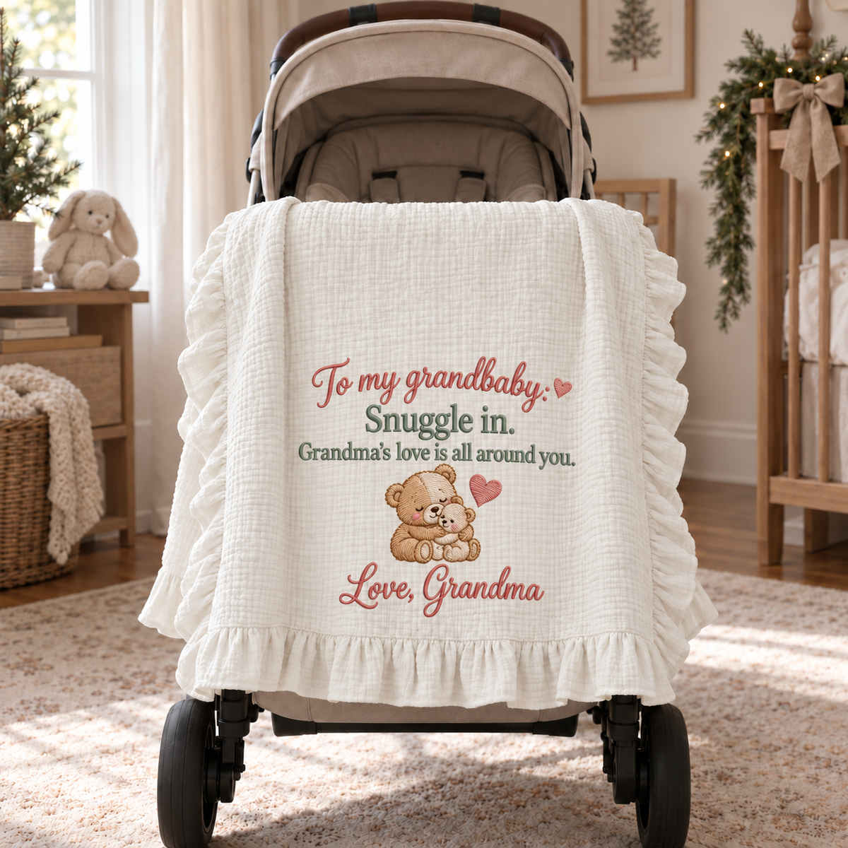 Snuggle In Grandma's Love Keepsake Muslin Blanket | Personalized Gift for Grandbaby