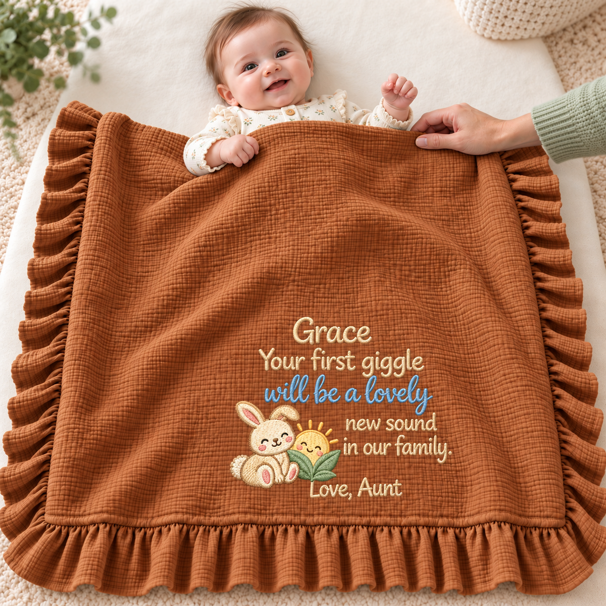 Love Mommy Hand in Hand Keepsake Blanket | Personalized Christmas Newborn Gift