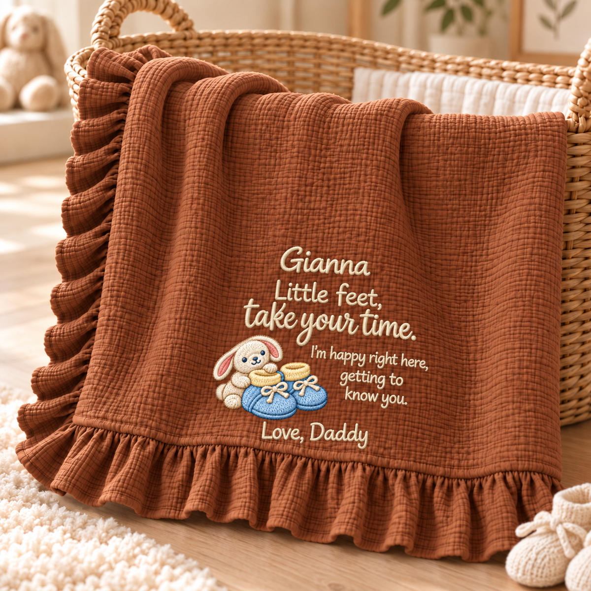 This Christmas Love Mommy Ruffle Blanket | Embroidered Keepsake Gift for Newborn