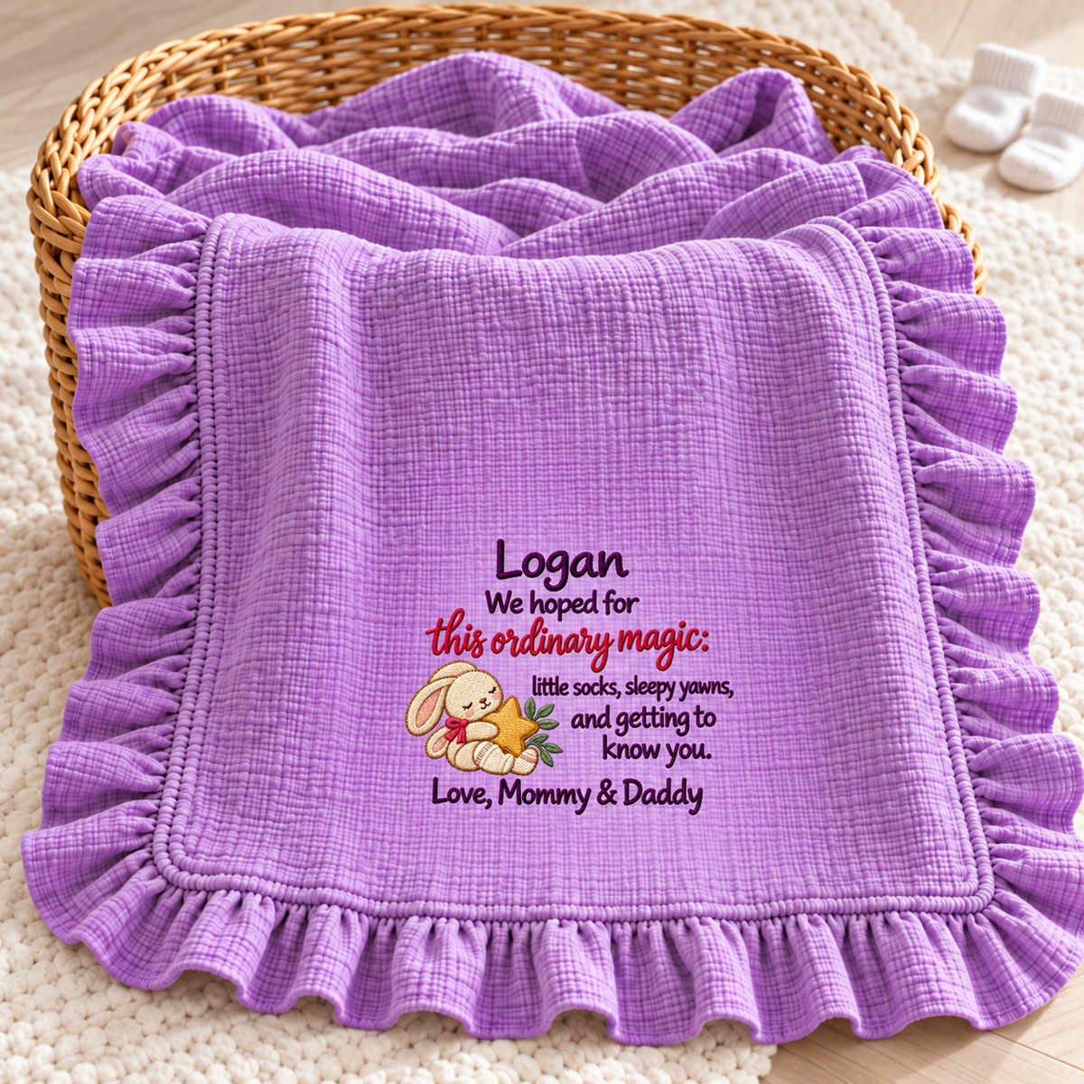 This Christmas Together Love Mommy Blanket | Embroidered Keepsake Gift for Newborn