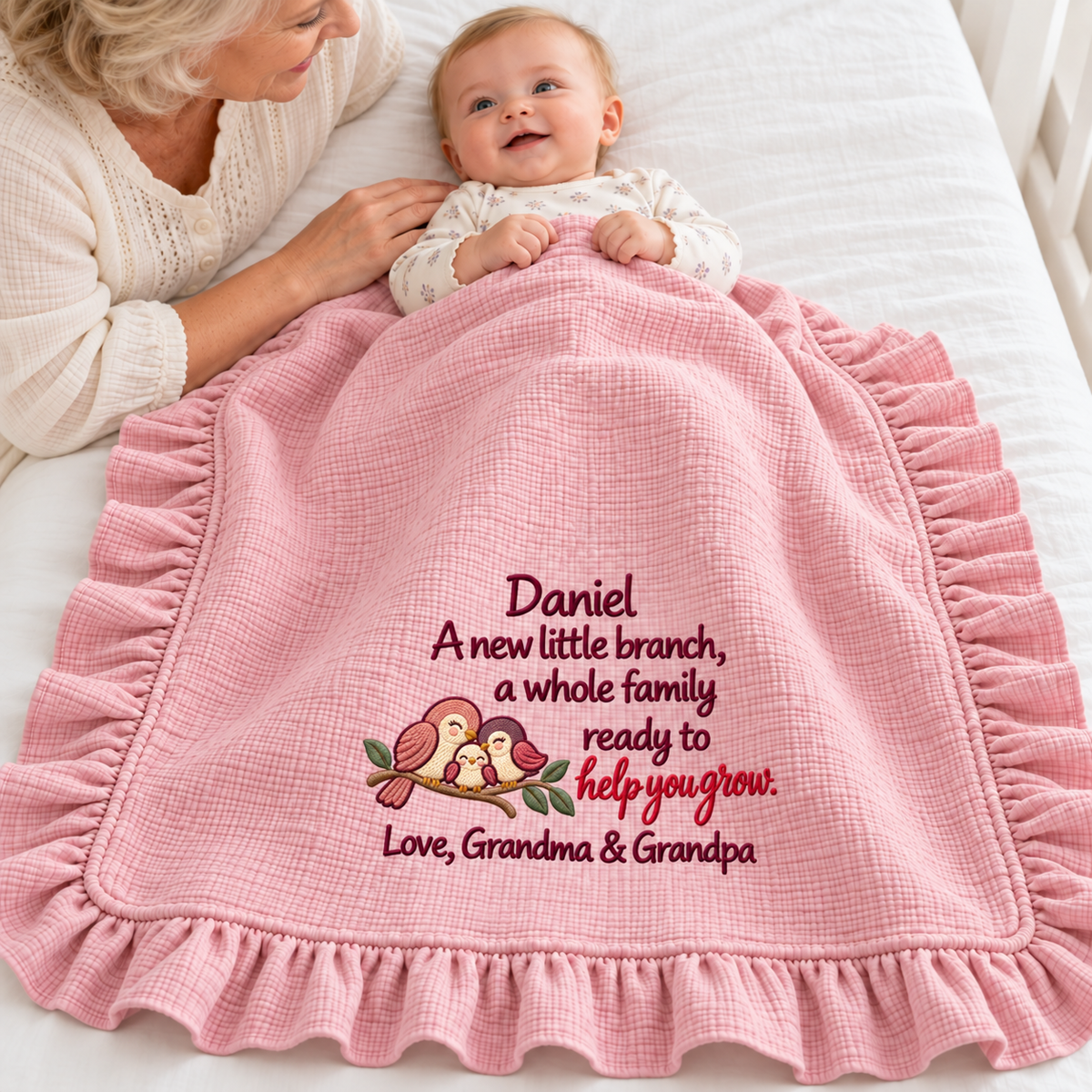 This Christmas Morning Love Mommy Blanket | Embroidered Newborn Keepsake Gift Blanket