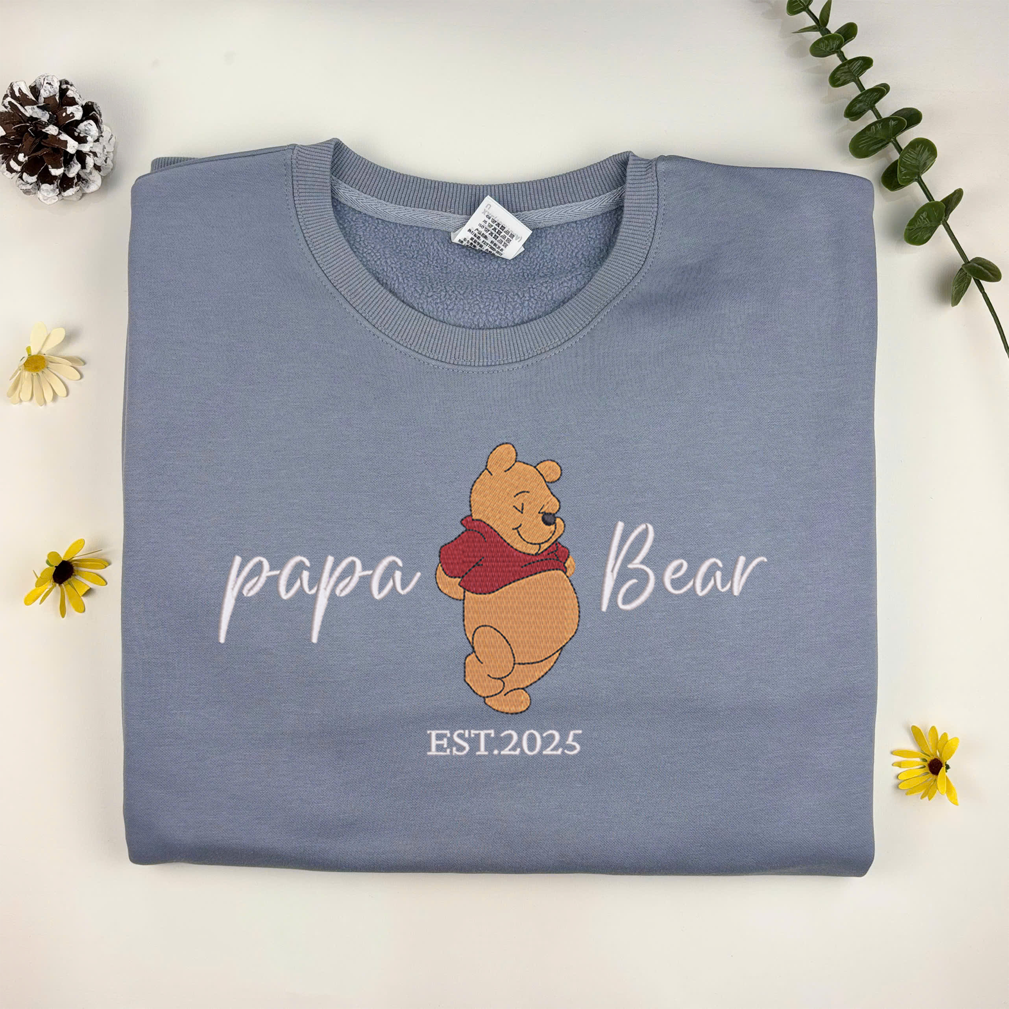 Custom The Pooh Mama Papa Embroidered Sweatshirt, Matching Sweatshirt for Mom Dad