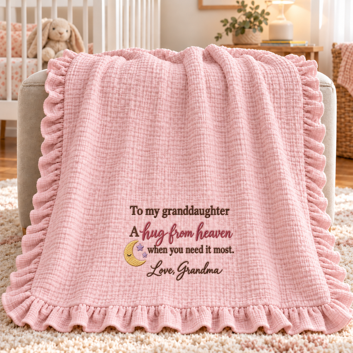 Hug From Heaven Grandma Muslin Blanket | Personalized Granddaughter Memorial Keepsake Gift