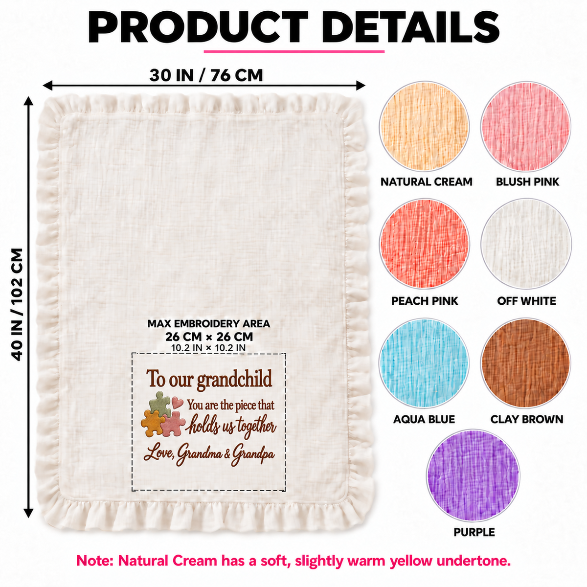 You Are The Piece That Holds Us Together Muslin Blanket | Personalized Grandchild Keepsake Gift