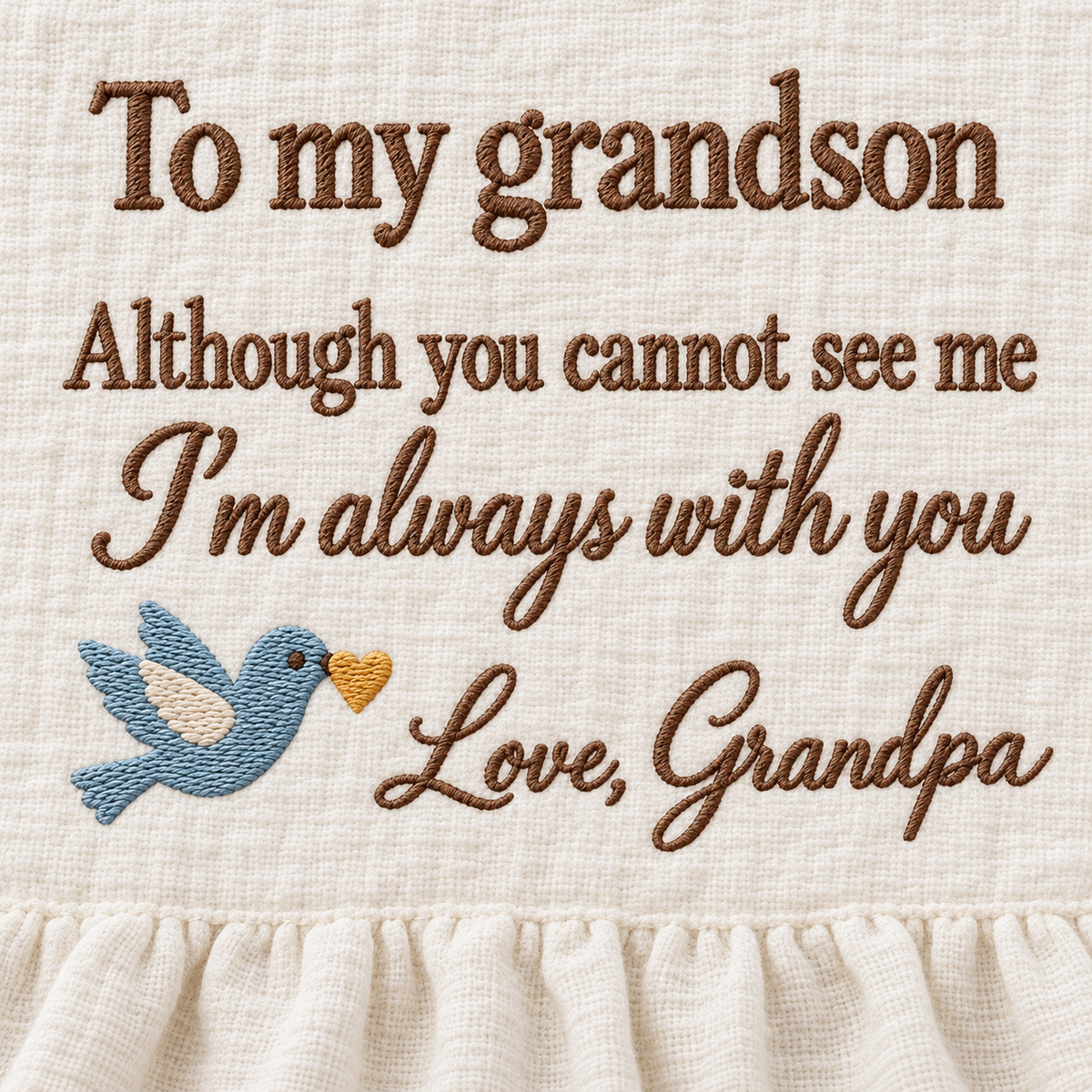 Always With You Grandpa Muslin Blanket | Personalized Grandson Memorial Keepsake Gift