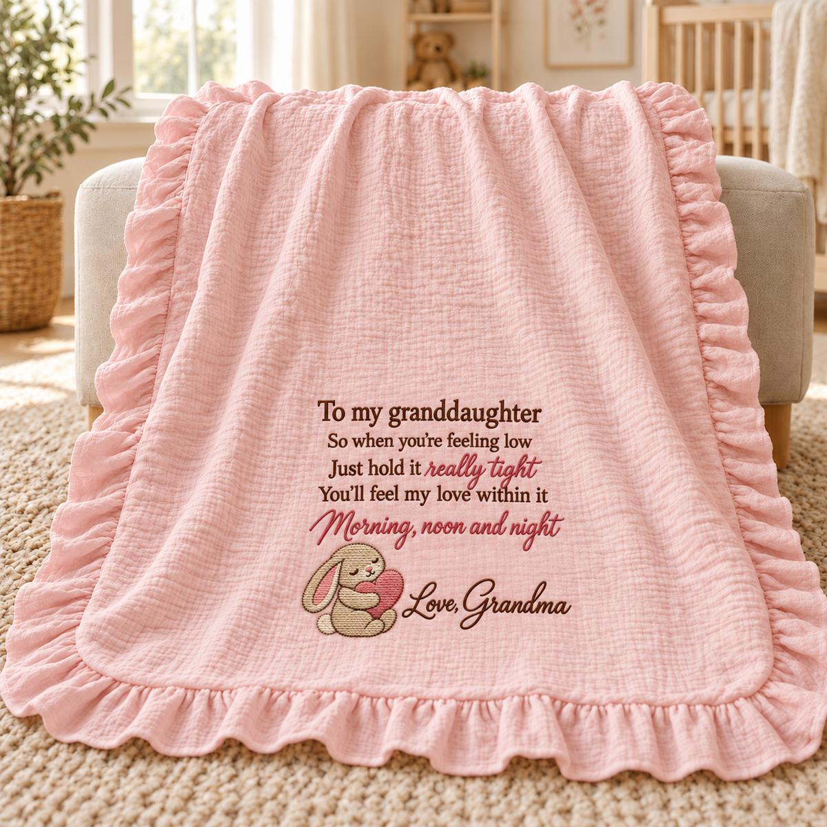 Feel My Love Within It Grandma Muslin Blanket | Personalized Granddaughter Keepsake Gift
