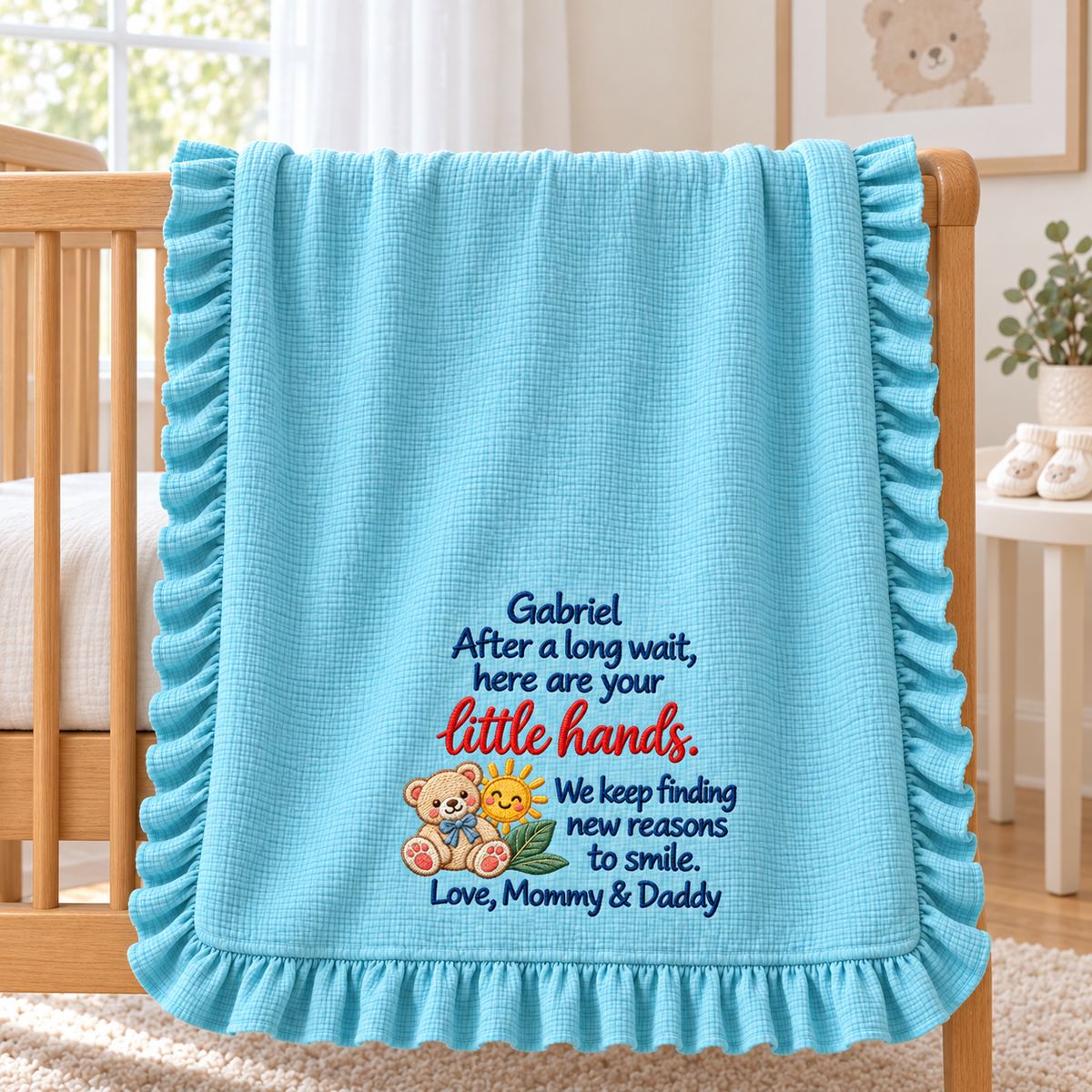 Happy First Christmas Doing Great Blanket | Mommy & Baby Embroidered Keepsake Gift