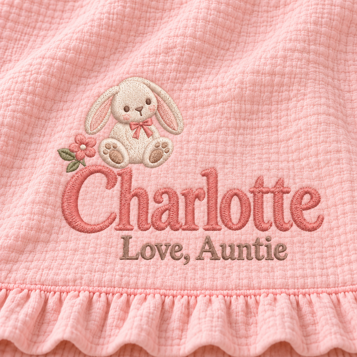 Personalized Name Keepsake Muslin Blanket | Custom Gift from Auntie