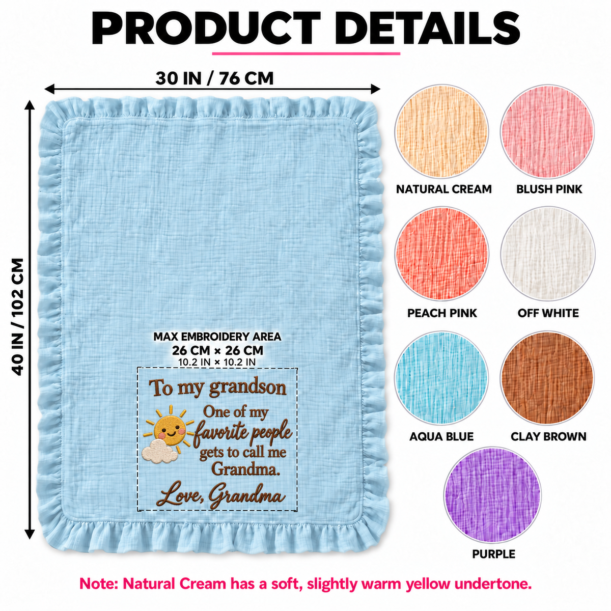 One of My Favorite People Grandma Muslin Blanket | Personalized Grandson Keepsake Gift