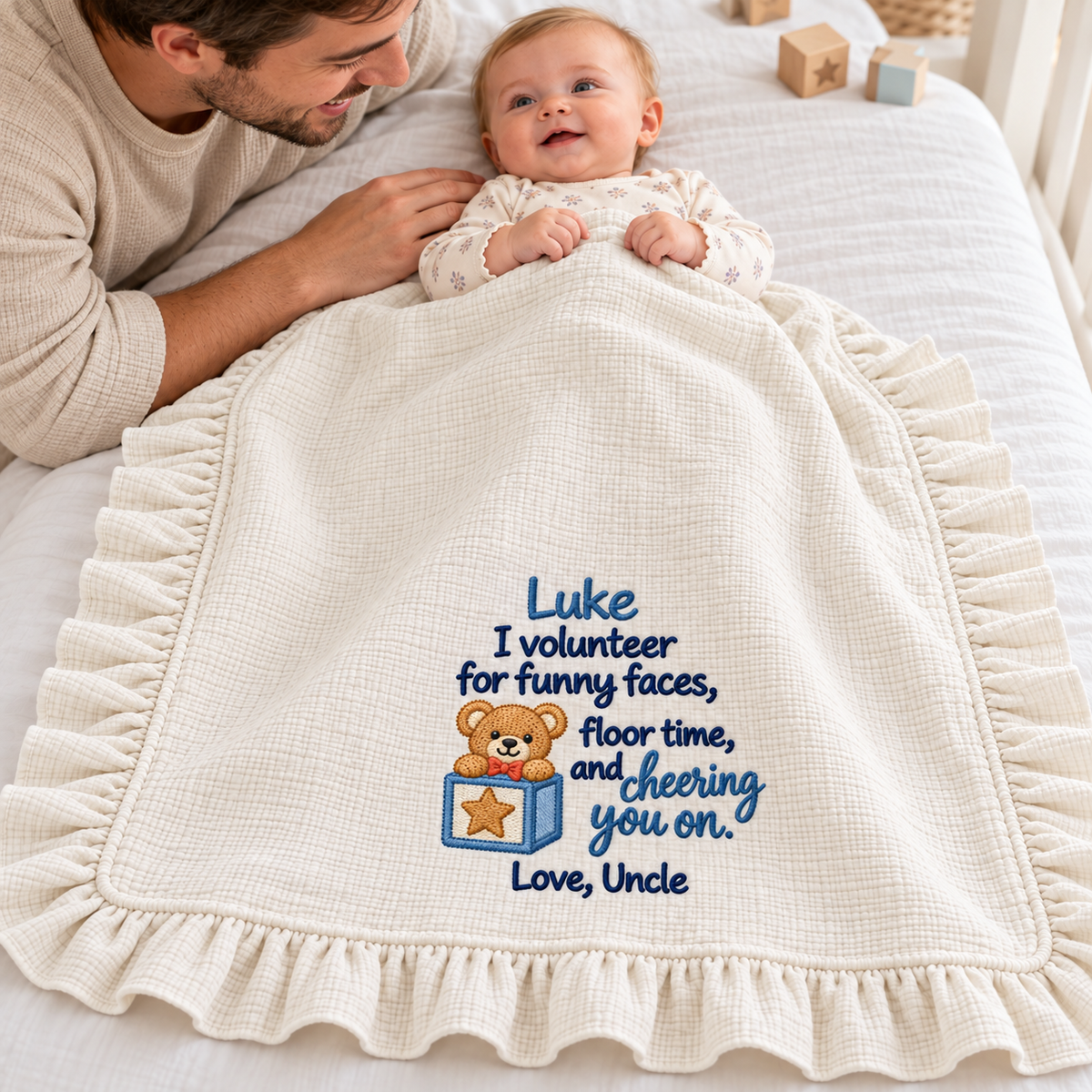 This Christmas Morning Hand in Hand Blanket | Mommy & Baby Embroidered Keepsake Gift