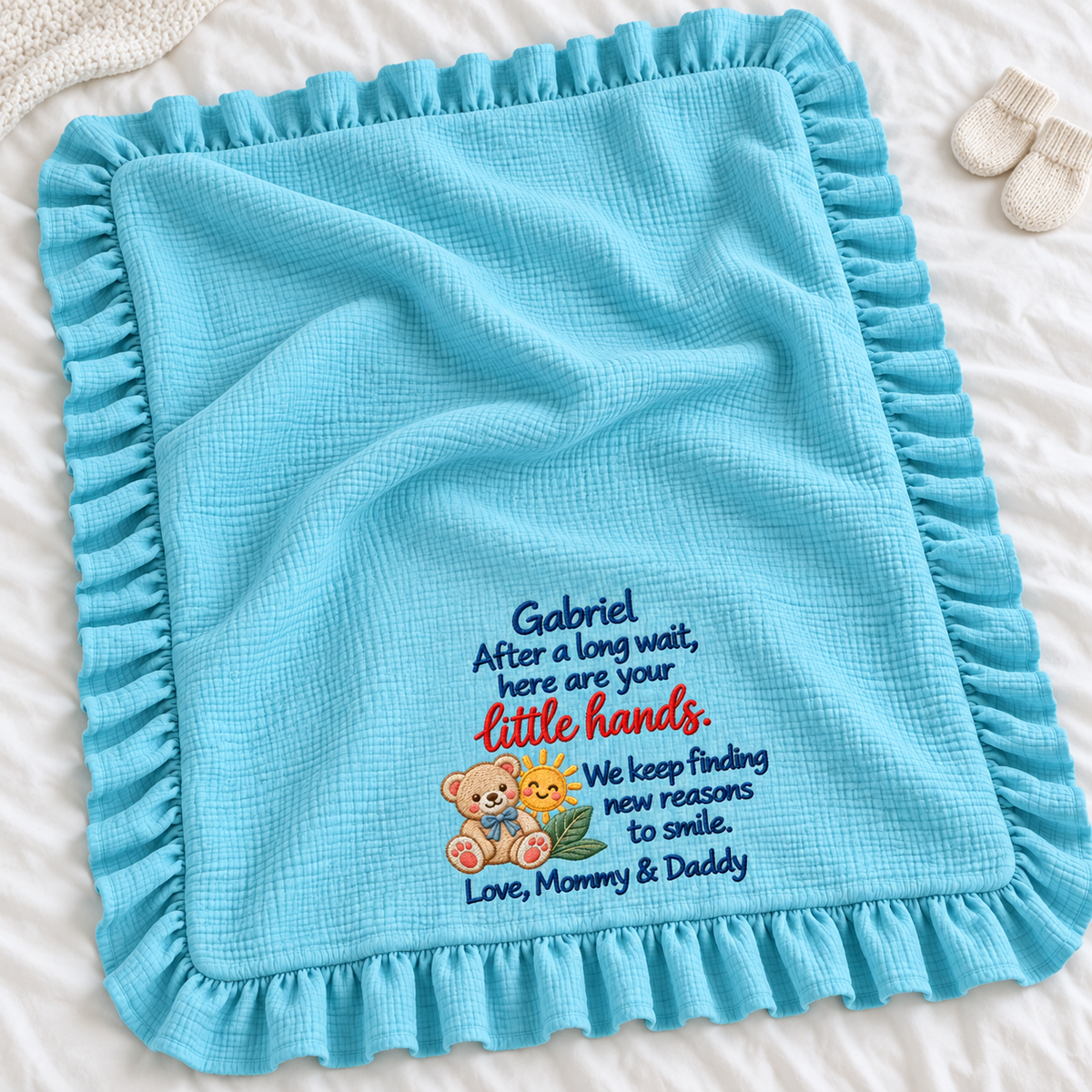 Happy First Christmas Doing Great Blanket | Mommy & Baby Embroidered Keepsake Gift