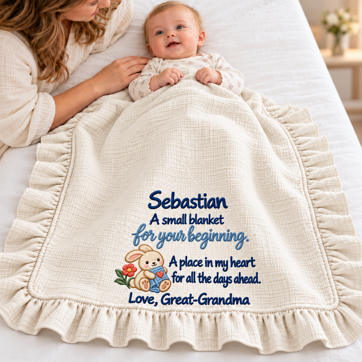 First Christmas Love Mommy Together Blanket | Personalized Newborn Keepsake Gift Blanket