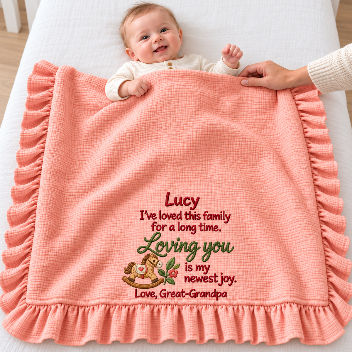 Happy Christmas Hand in Hand Keepsake Blanket | Embroidered Mommy & Newborn Gift