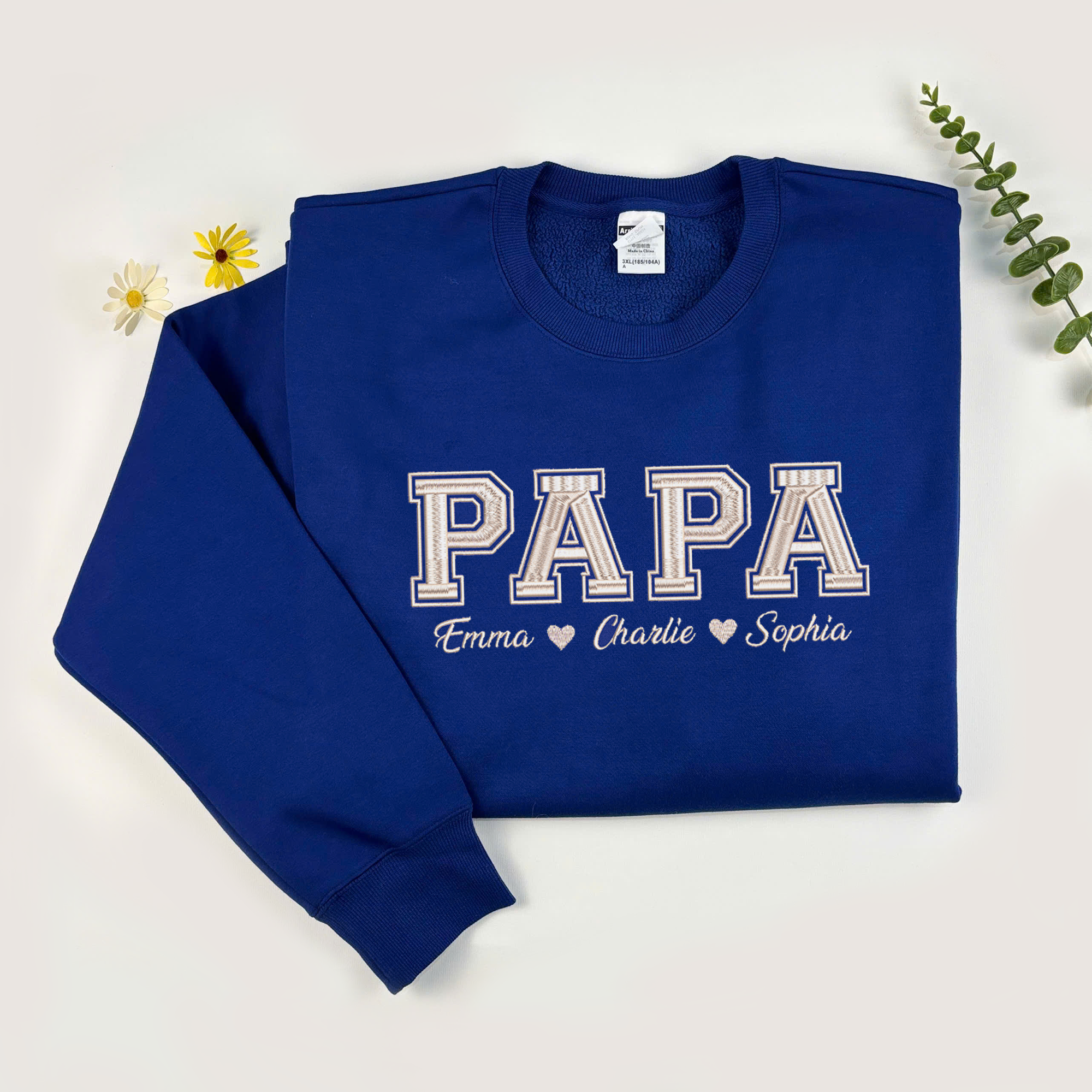 Custom Dad Mom Embroidered Sweatshirt With Kid's Name, Custom Text Sweatshirt, Personalized Gift