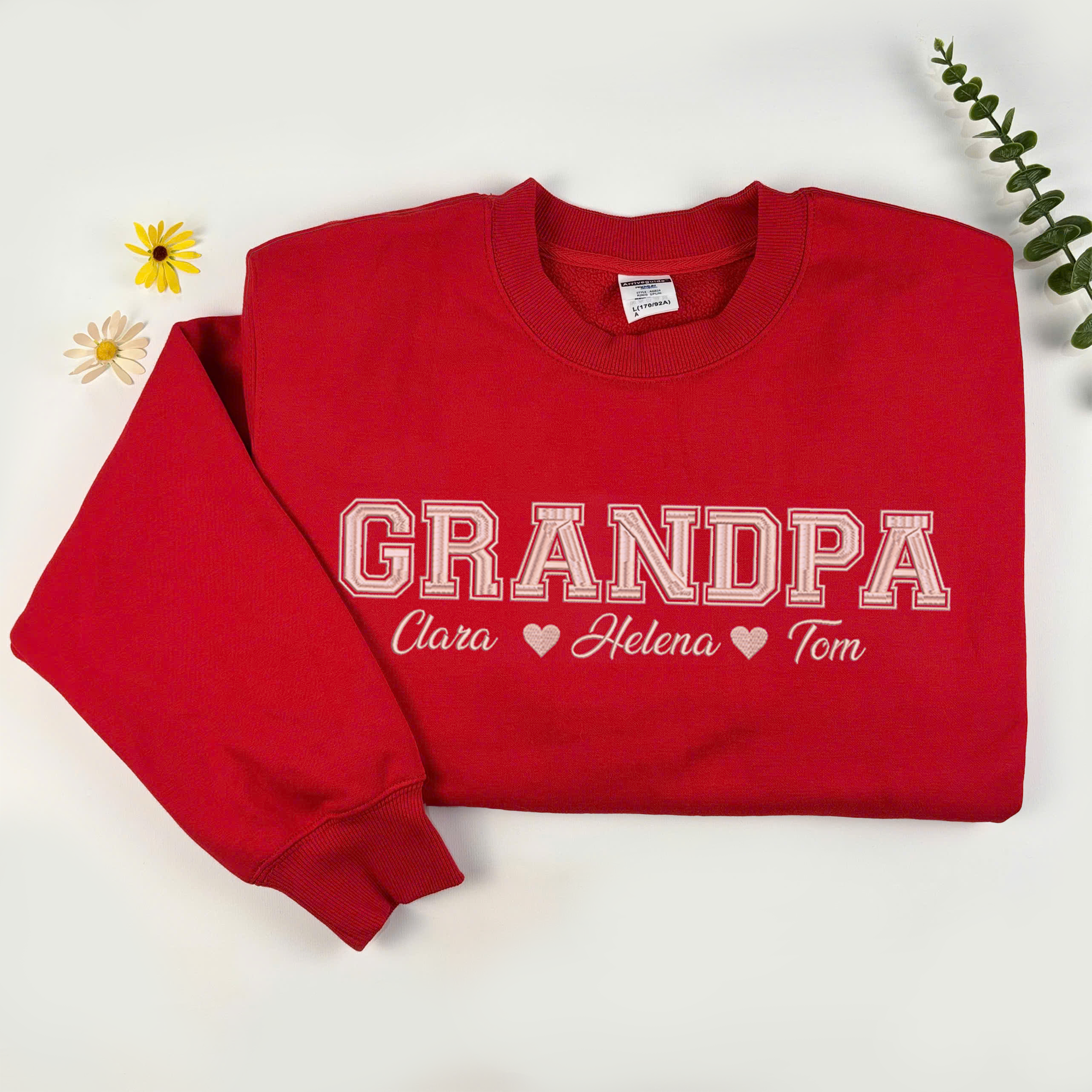 Custom Dad Mom Embroidered Sweatshirt With Kid's Name, Custom Text Sweatshirt, Personalized Gift
