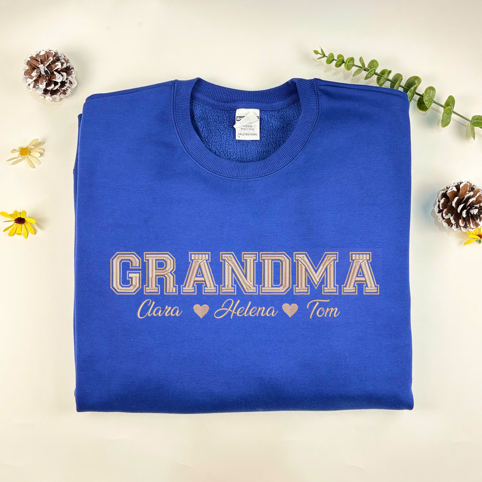 Custom Dad Mom Embroidered Sweatshirt With Kid's Name, Custom Text Sweatshirt, Personalized Gift