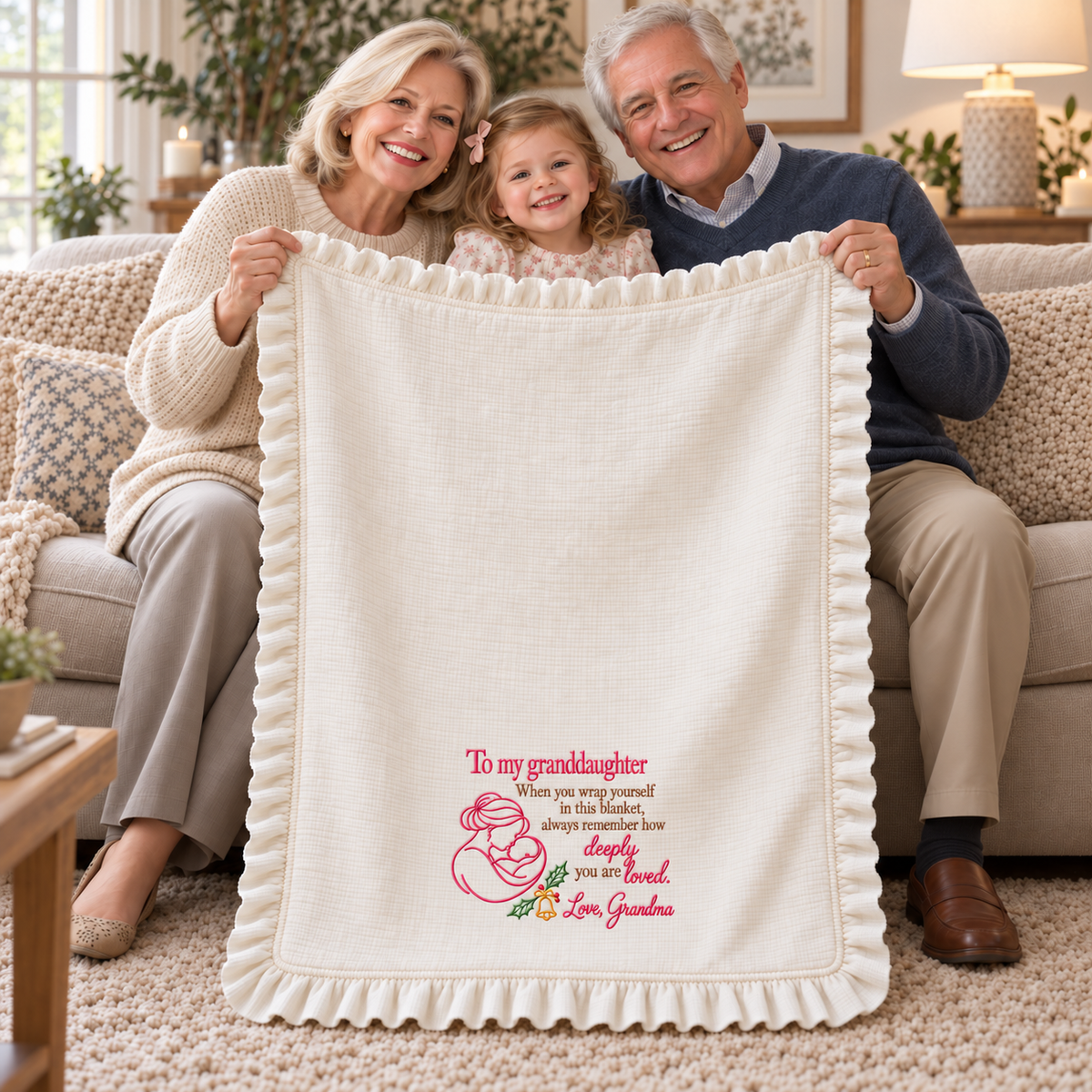 Blanket For Granddaughter From Grandma, Grandpa, Gift Christmas For Baby.