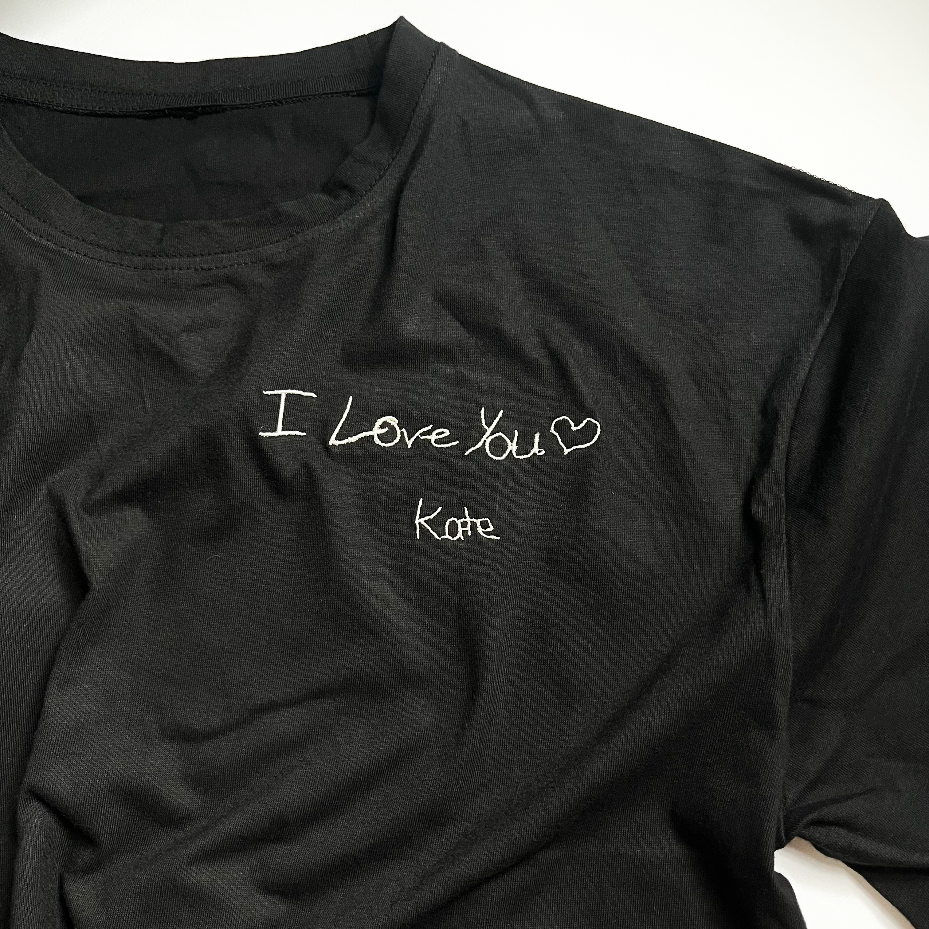 Custom Handwriting Embroidered T-shirt, Couple Message T Shirt Personalized Gift For Him Her