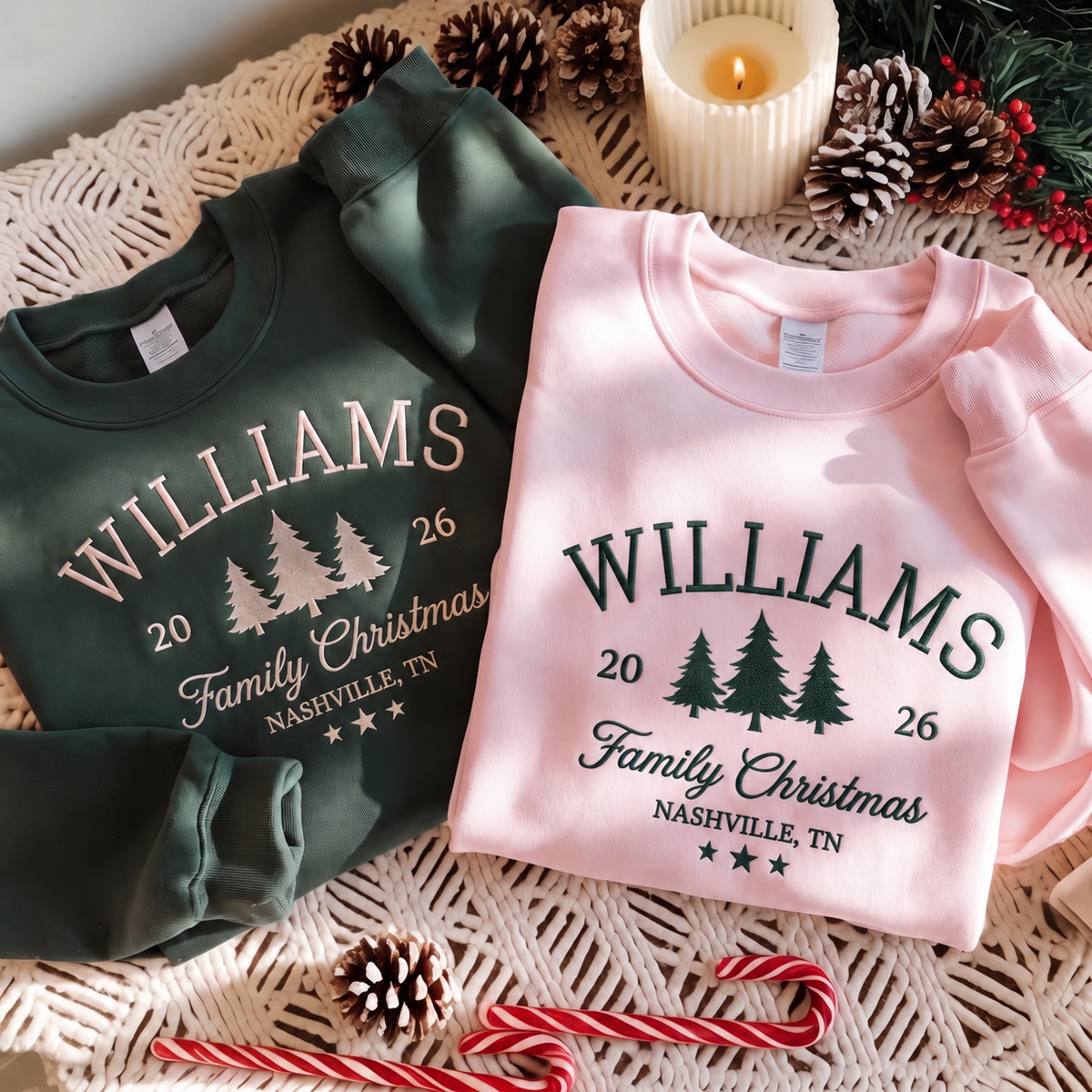 Personalized Family Christmas Sweatshirts 2026, Custom Name Christmas Sweatshirts