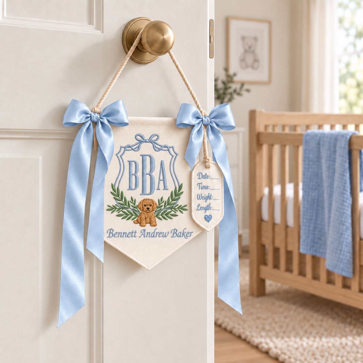 Custom Baby Banner, Welcome Banner, Hospital Door Sign, Baby Shower, Bassinet or Crib Announcement