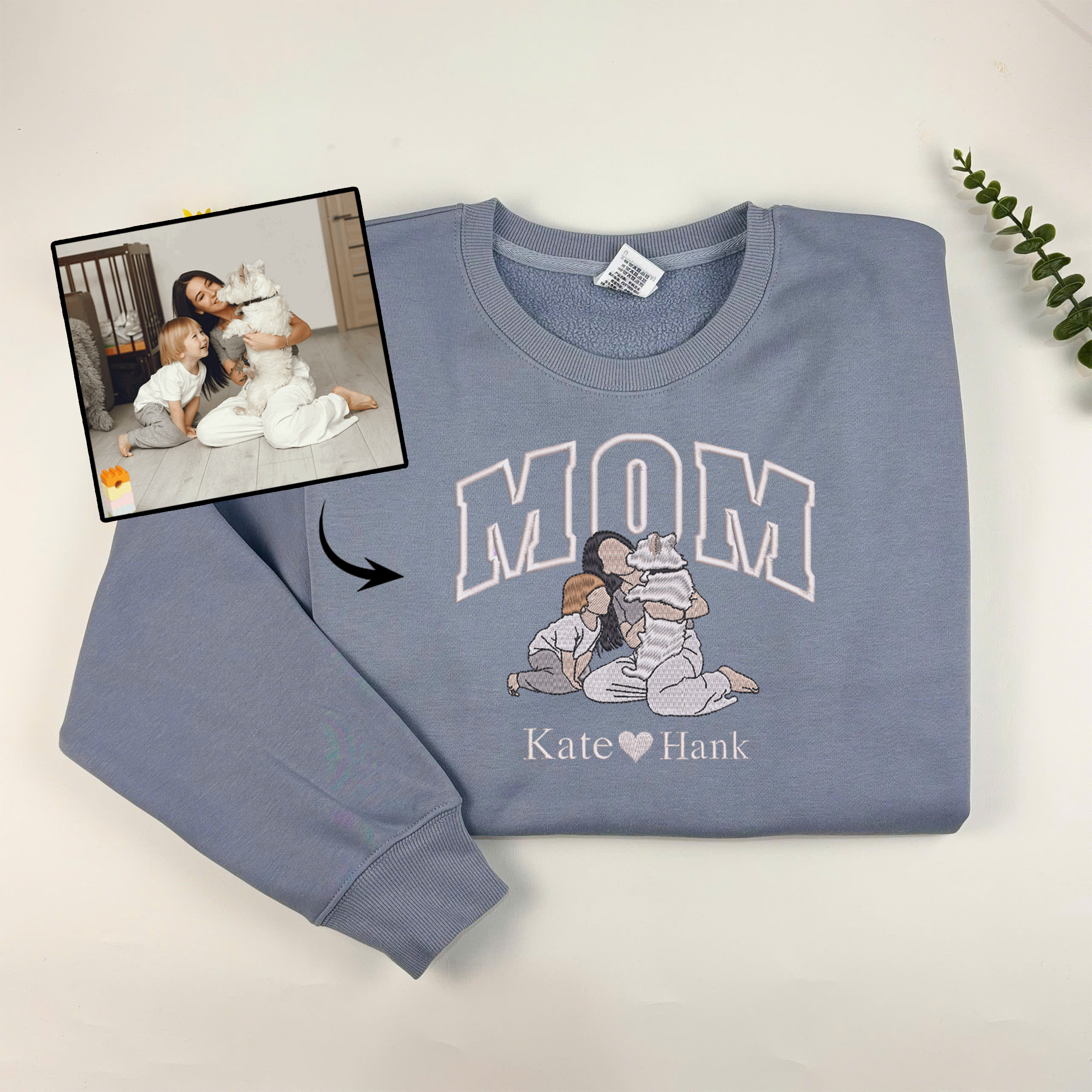 Custom Mom Embroidery Sweatshirt with Photo, Perfect Gift for Mom, Mother's Day Sweatshirt